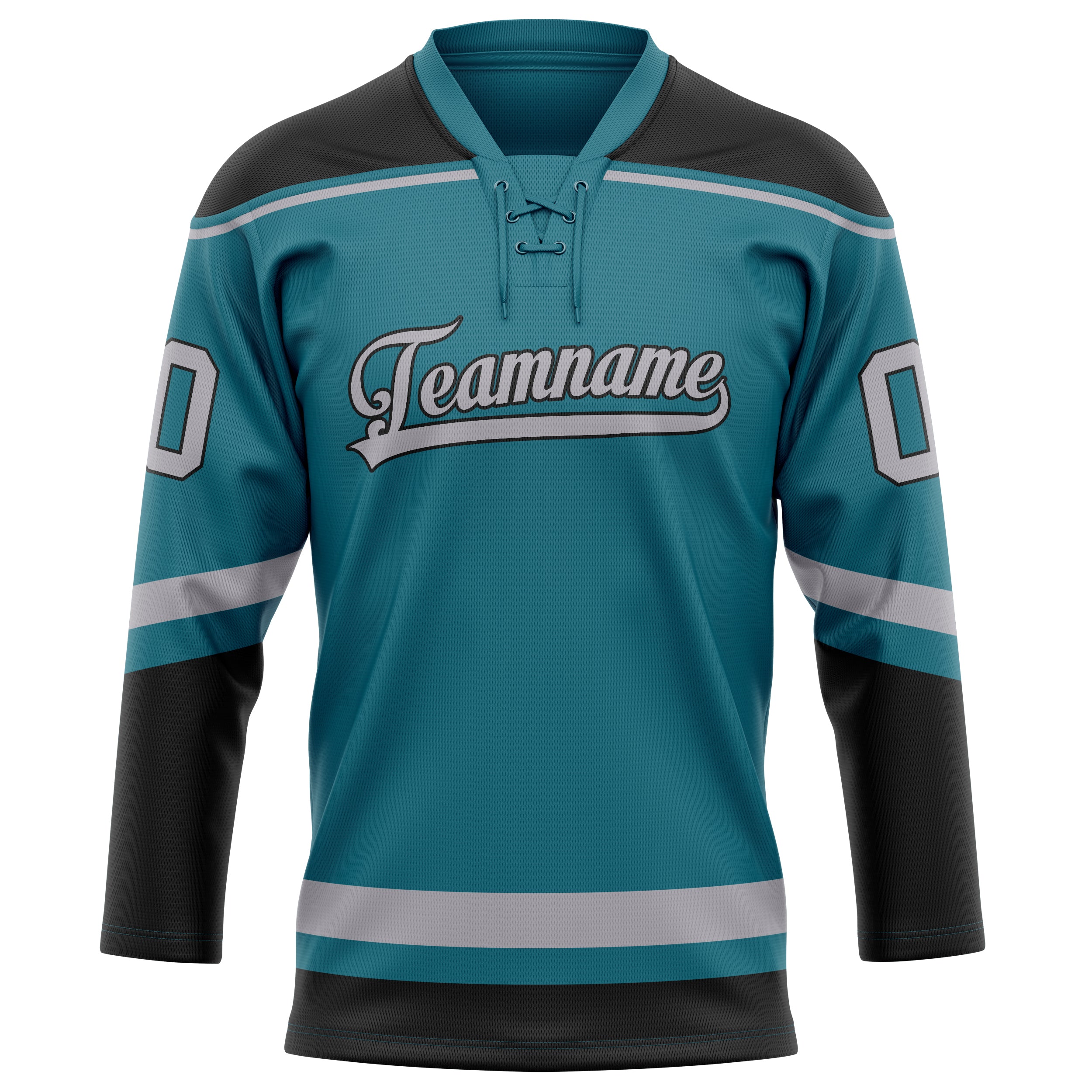 Personalized Teal & Black Solid Colour Hockey Jersey