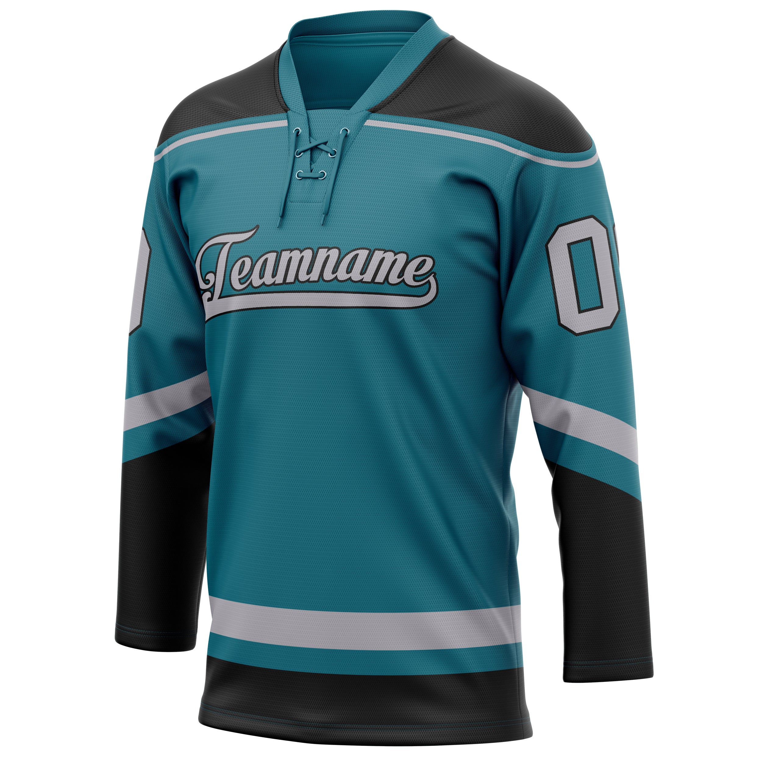 Personalized Teal & Black Solid Colour Hockey Jersey
