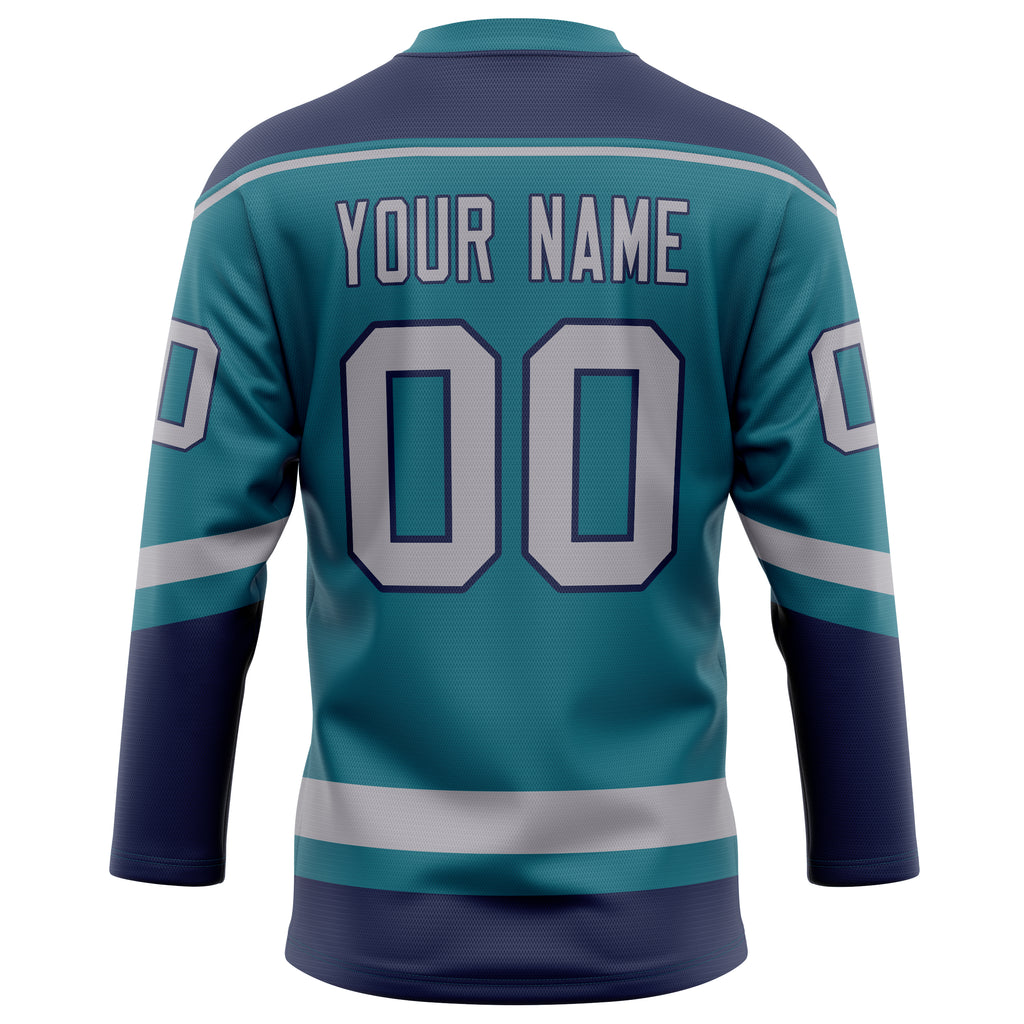 Personalized Teal & Navy Solid Colour Hockey Jersey