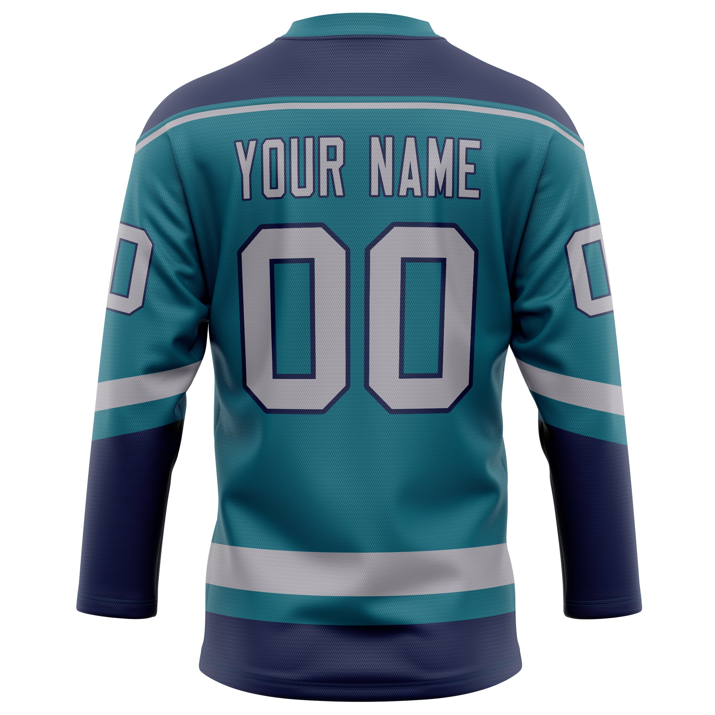 Personalized Teal & Navy Solid Colour Hockey Jersey