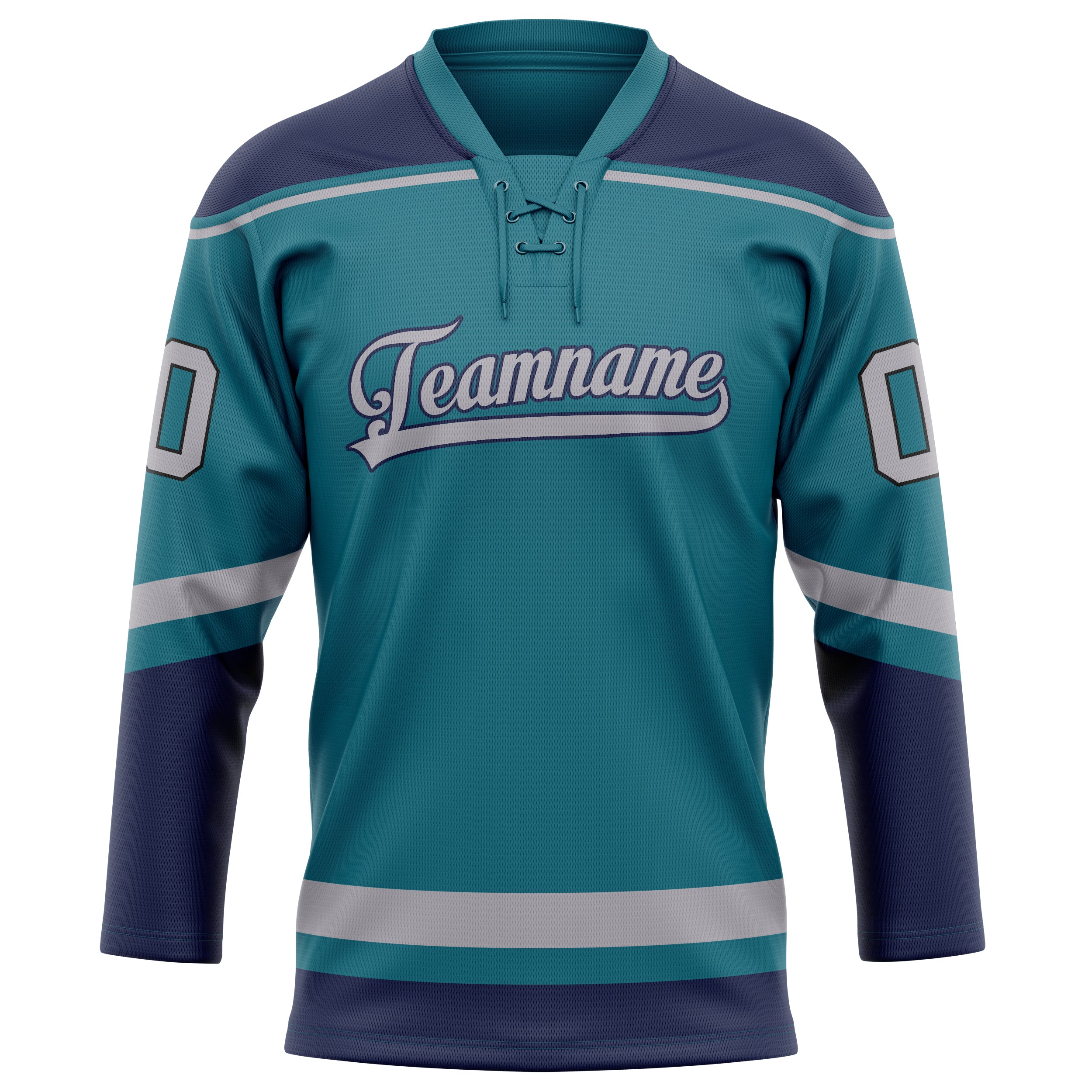 Personalized Teal & Navy Solid Colour Hockey Jersey