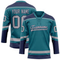 Personalized Teal & Navy Solid Colour Hockey Jersey