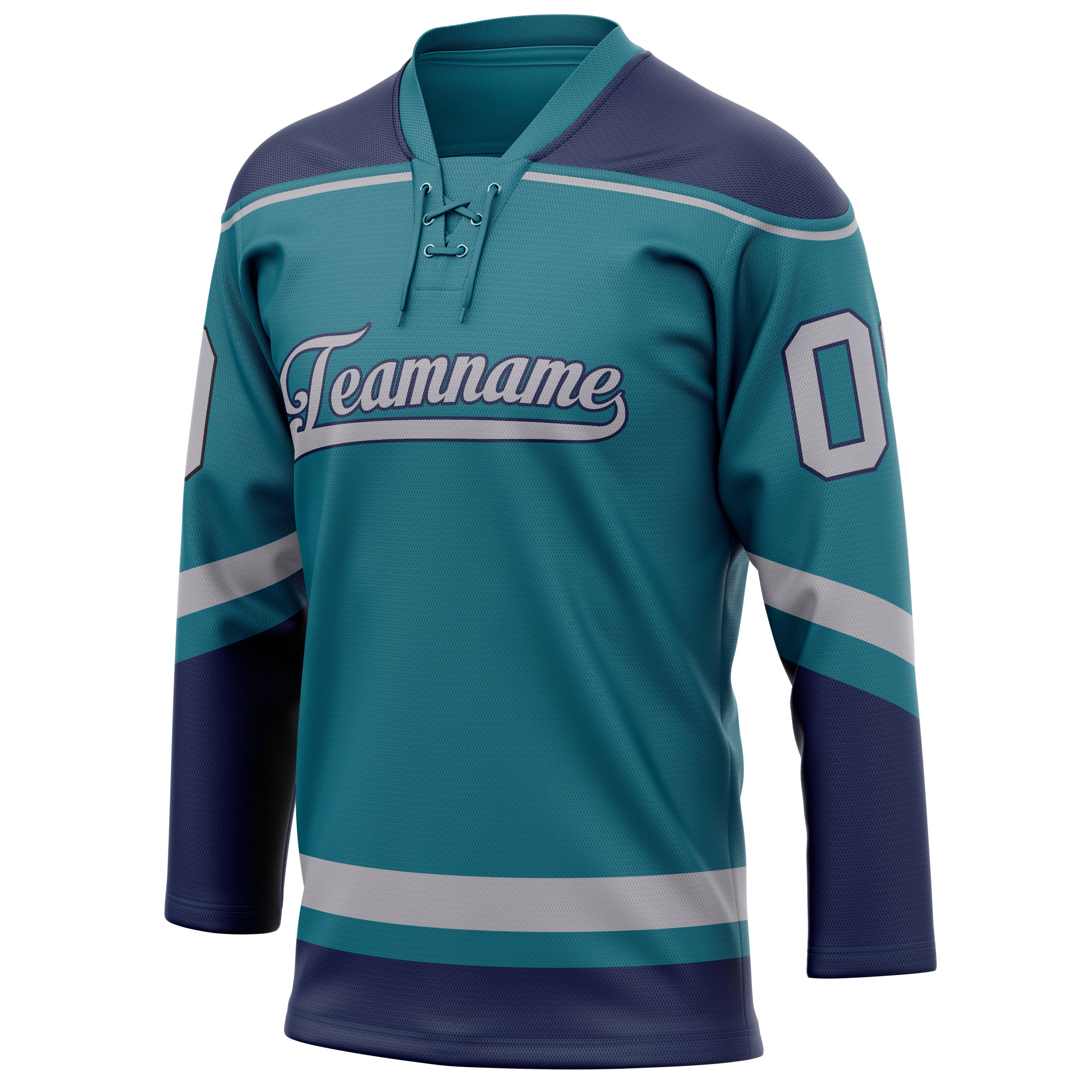 Personalized Teal & Navy Solid Colour Hockey Jersey