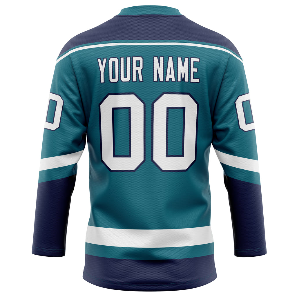 Personalized Teal & Navy Solid Colour Hockey Jersey