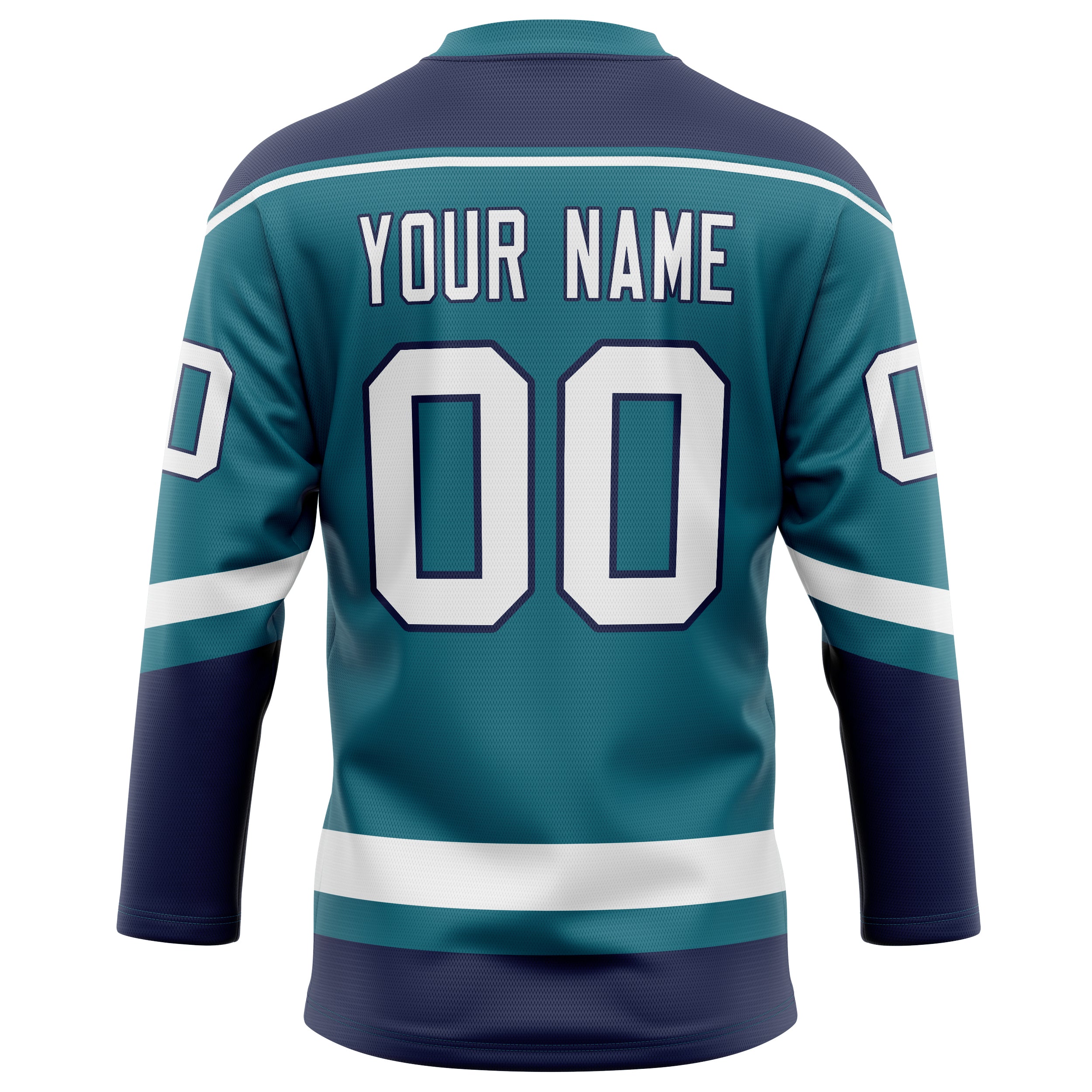 Personalized Teal & Navy Solid Colour Hockey Jersey