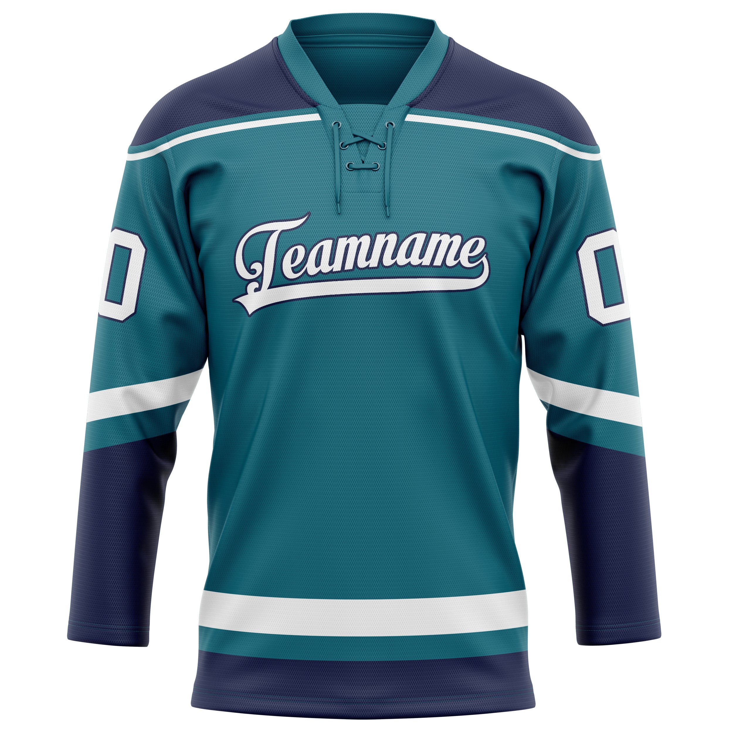 Personalized Teal & Navy Solid Colour Hockey Jersey