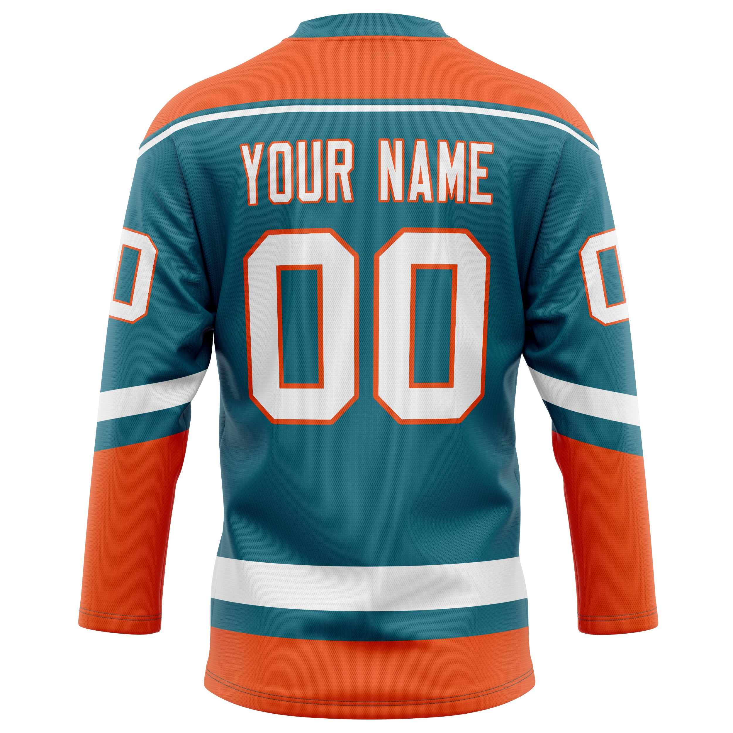 Personalized Teal & Orange Solid Colour Hockey Jersey