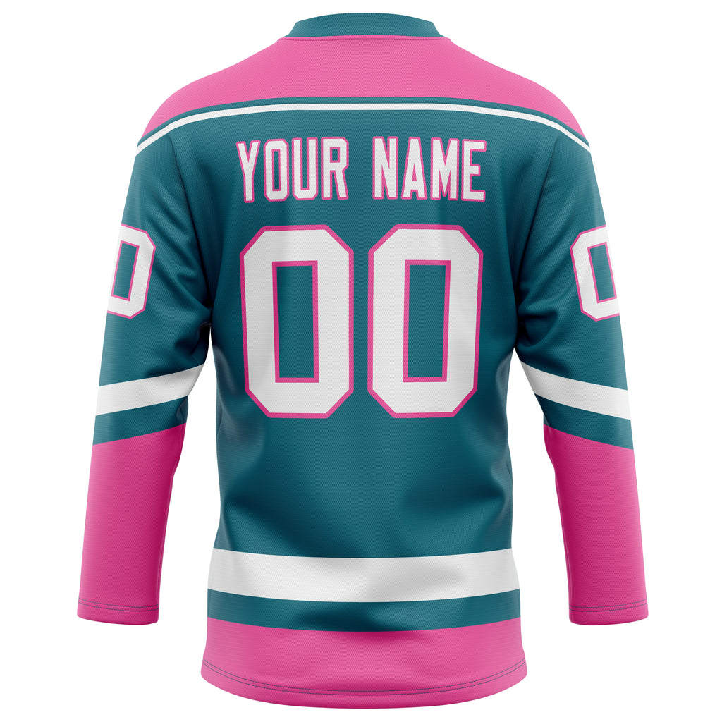 Personalized Teal & Pink Solid Colour Hockey Jersey