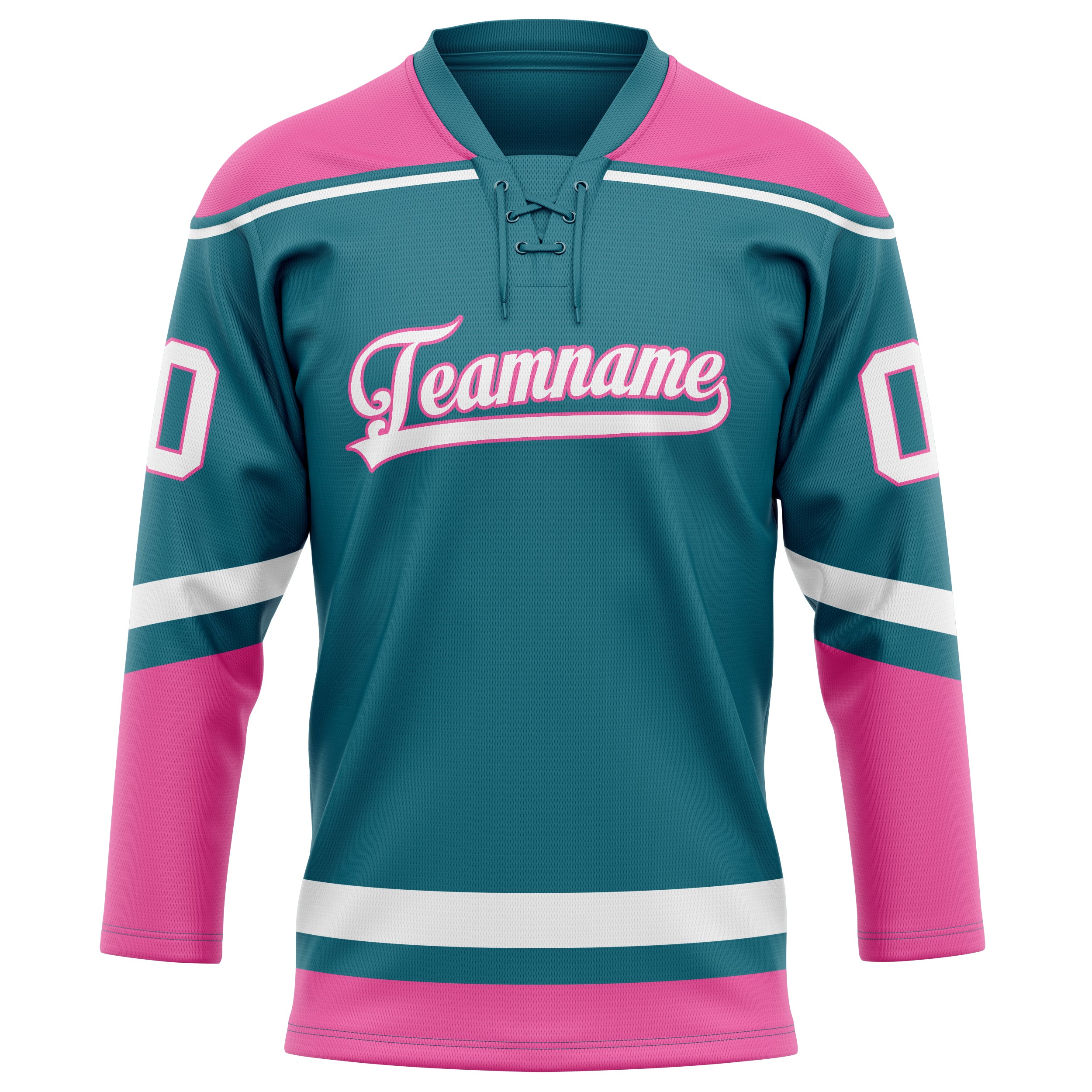 Personalized Teal & Pink Solid Colour Hockey Jersey