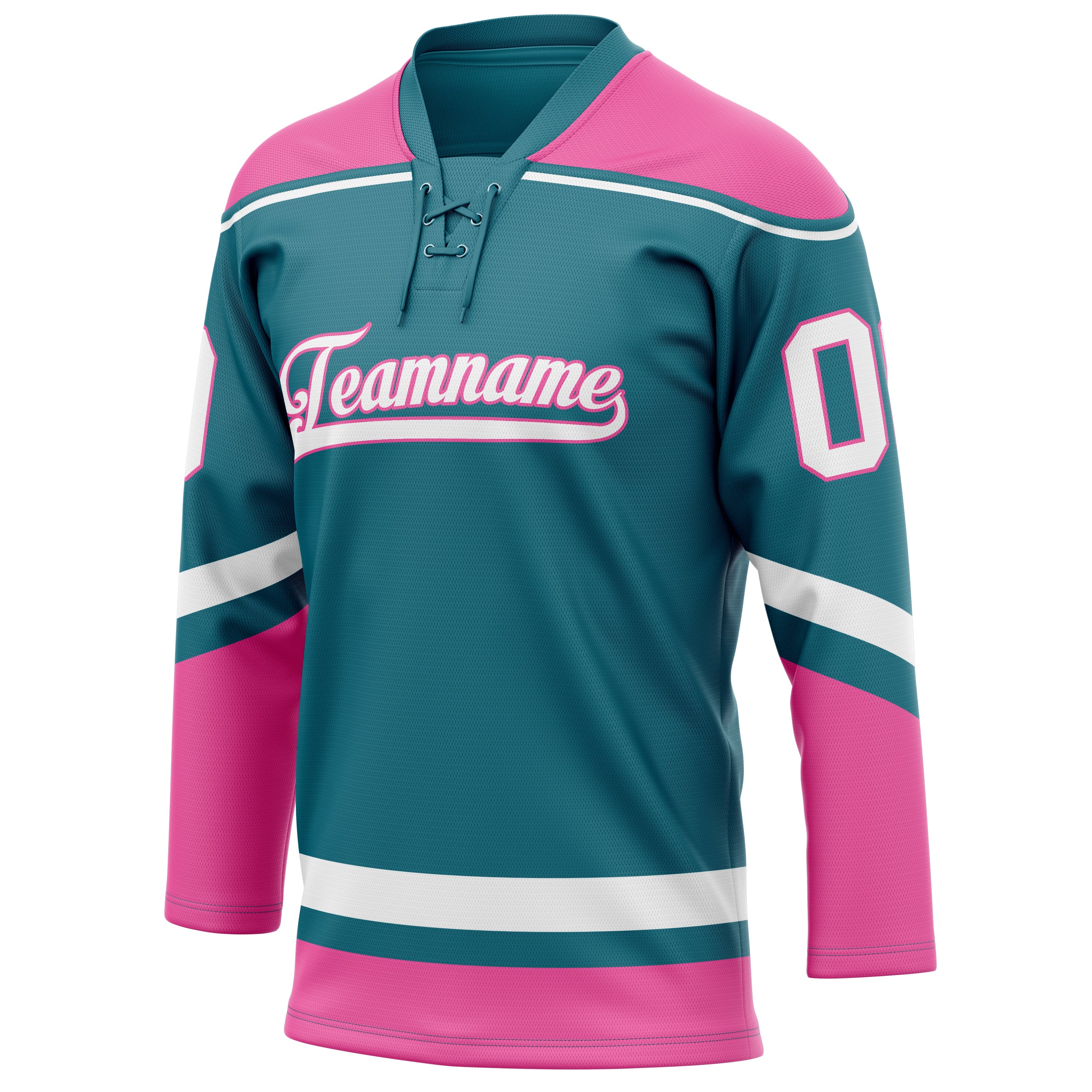 Personalized Teal & Pink Solid Colour Hockey Jersey