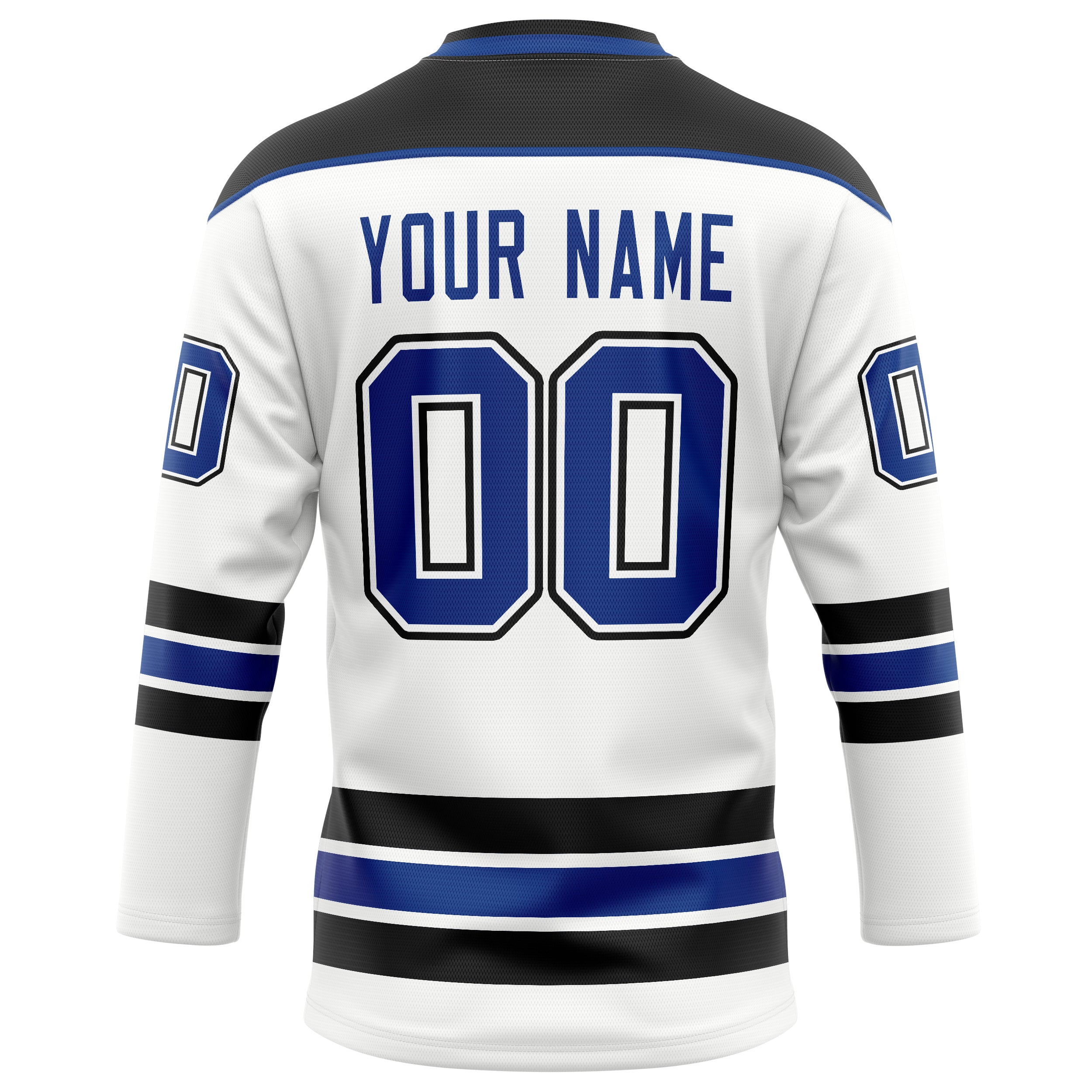 Personalized White & Black Solid Colour Hockey Jersey