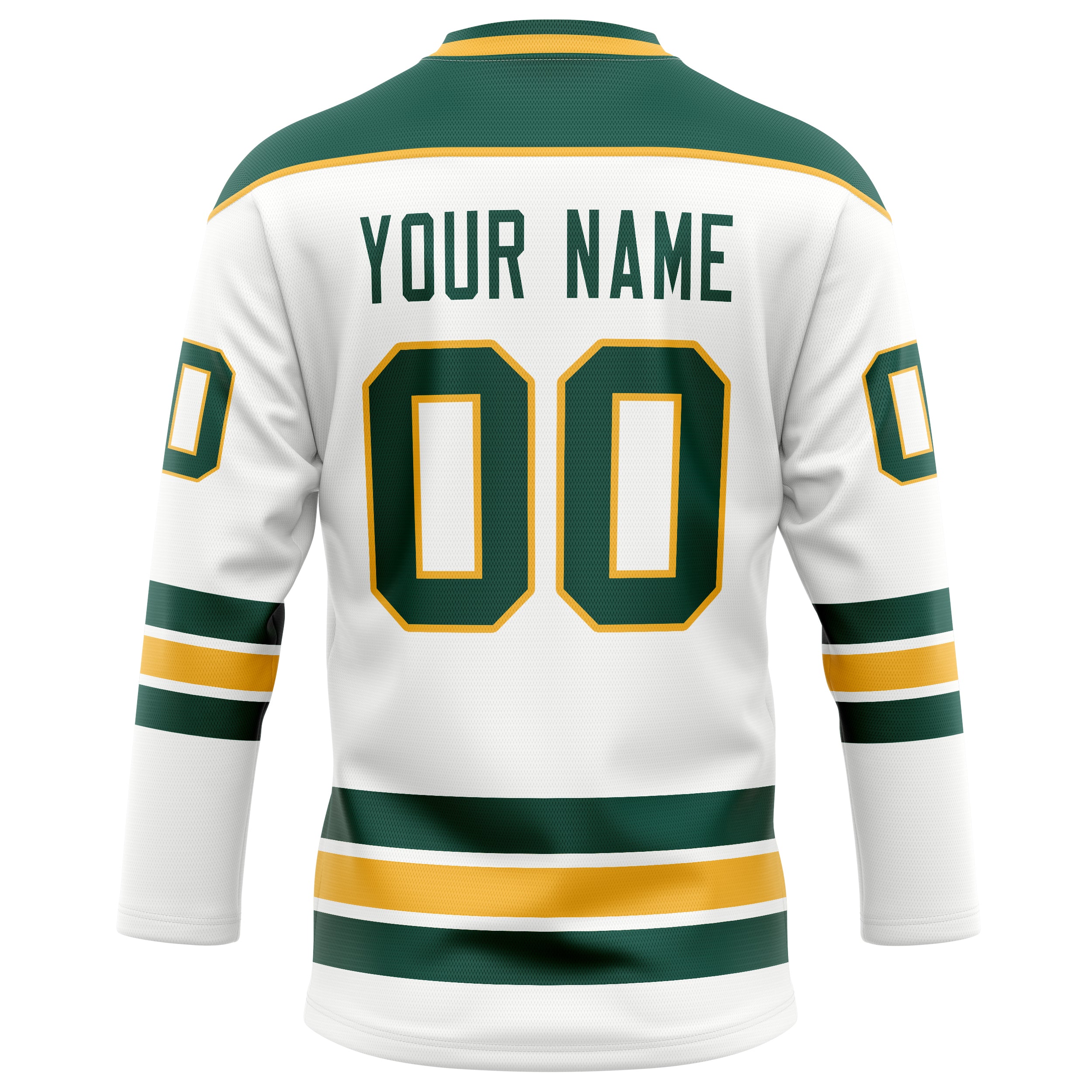 Personalized White & Kelly Green Solid Colour Hockey Jersey