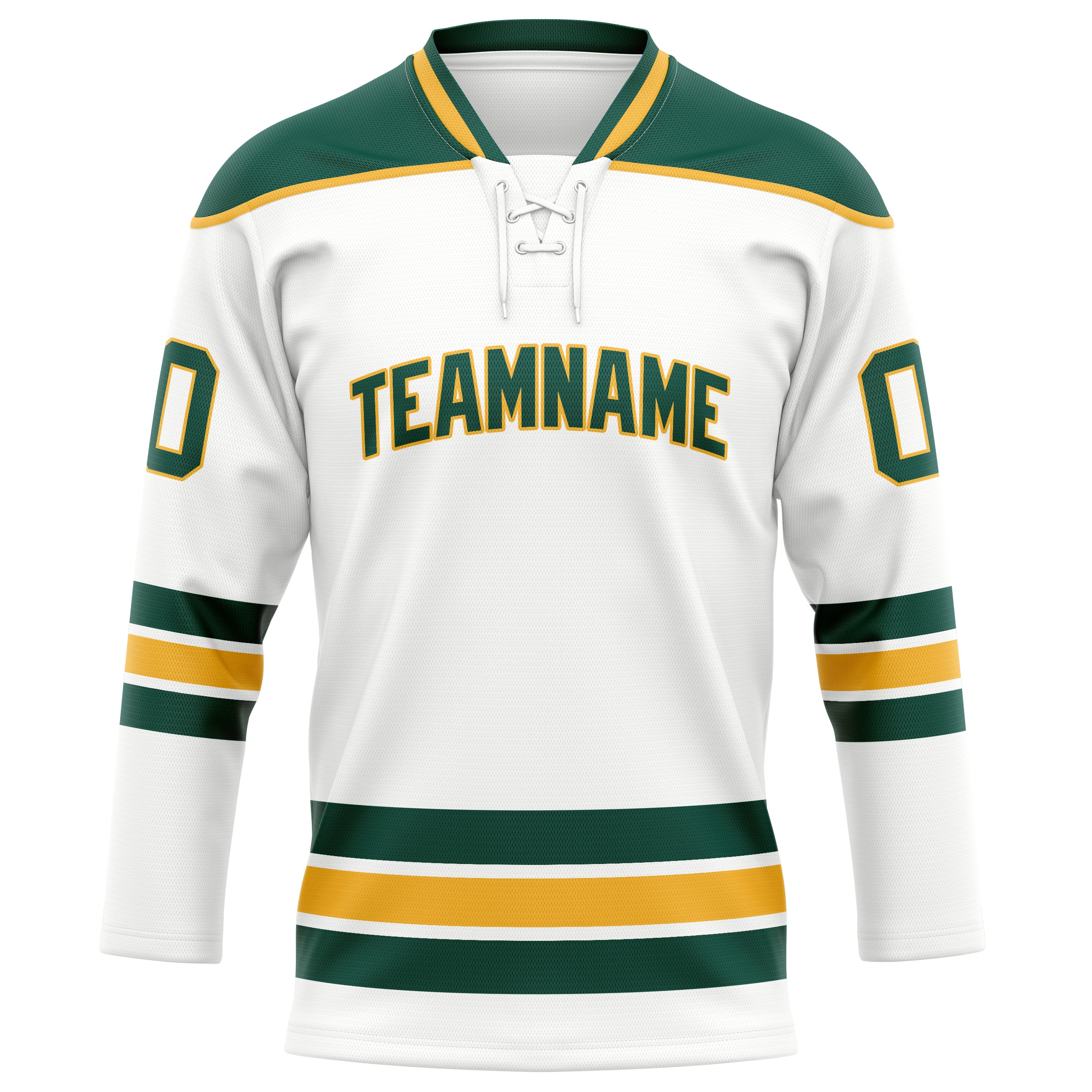 Personalized White & Kelly Green Solid Colour Hockey Jersey