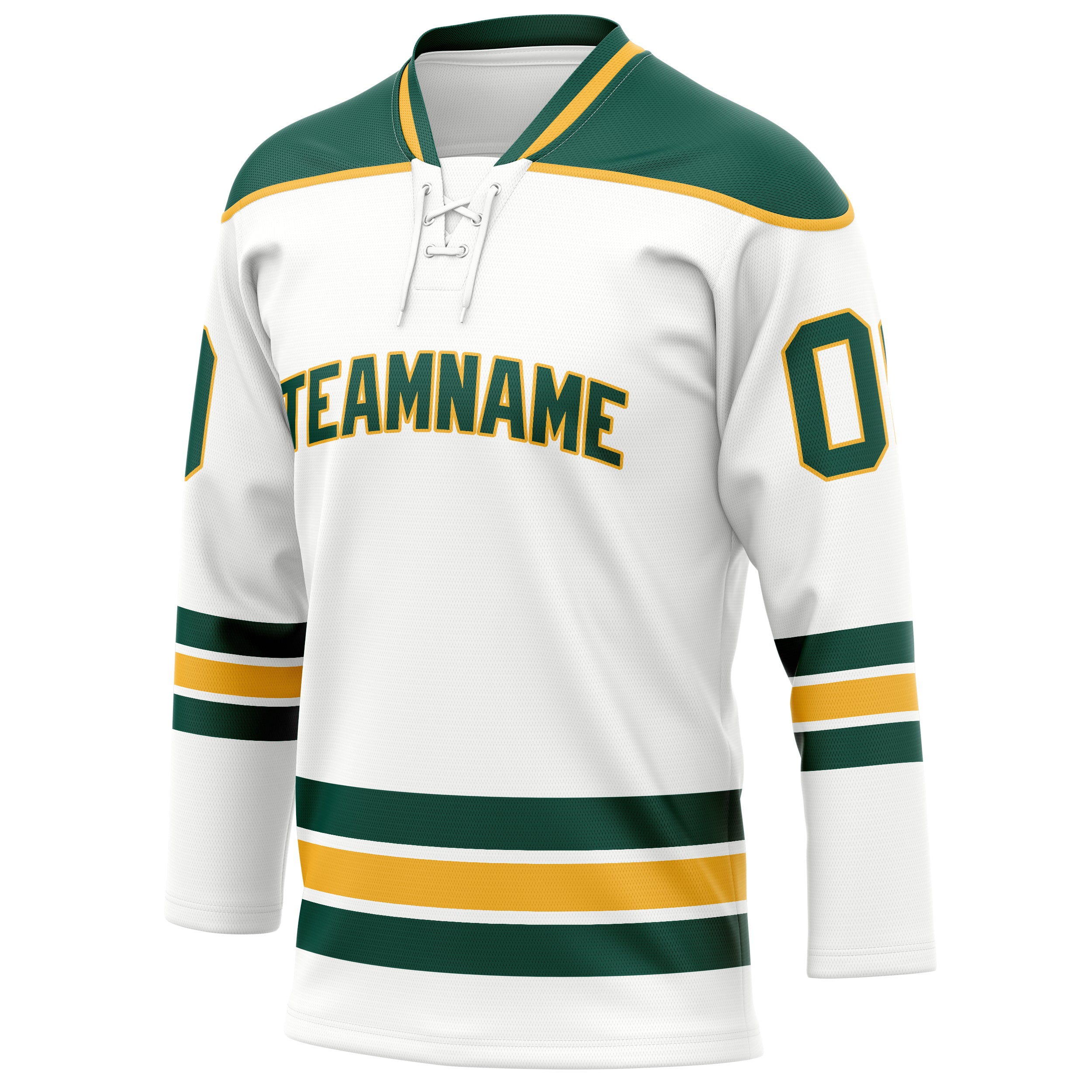 Personalized White & Kelly Green Solid Colour Hockey Jersey