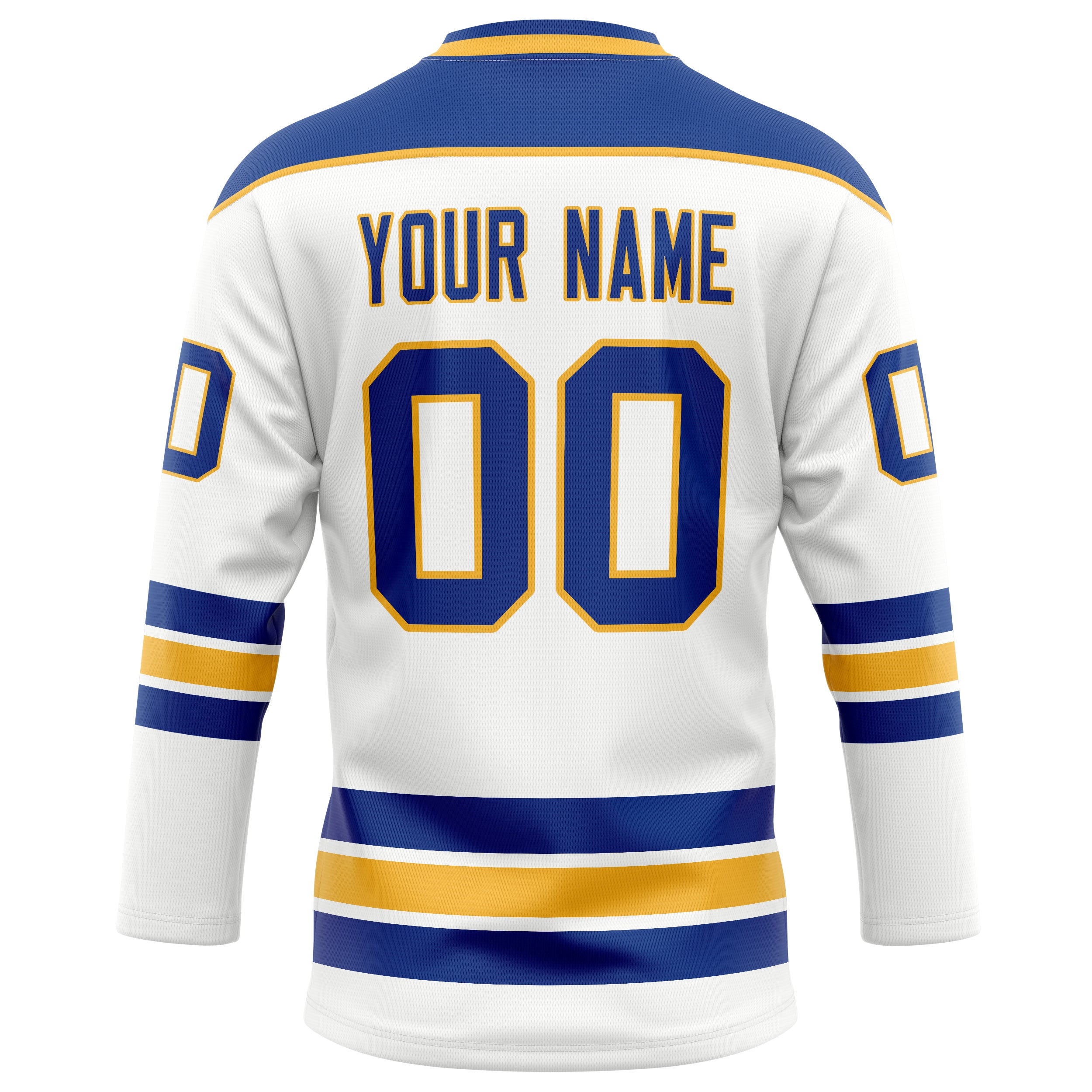 Personalized White & Royal Solid Colour Hockey Jersey