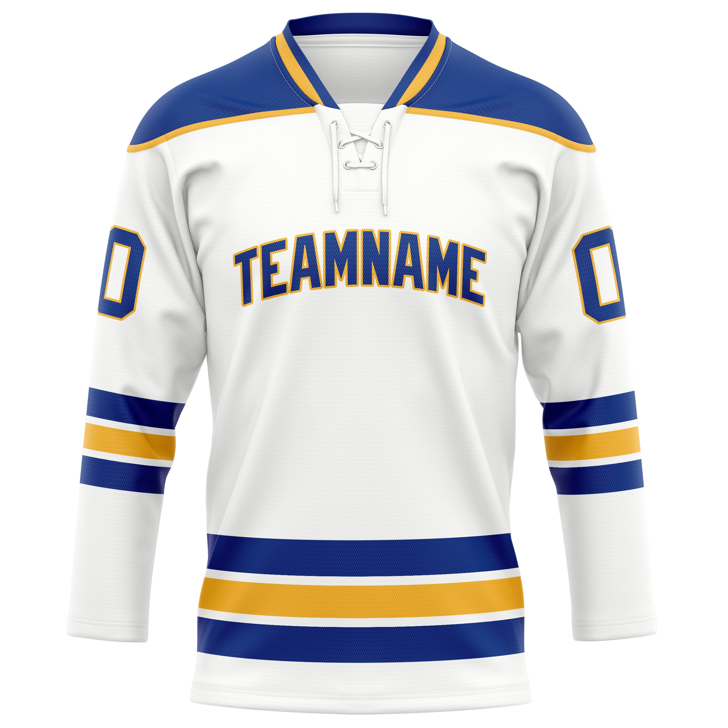 Personalized White & Royal Solid Colour Hockey Jersey
