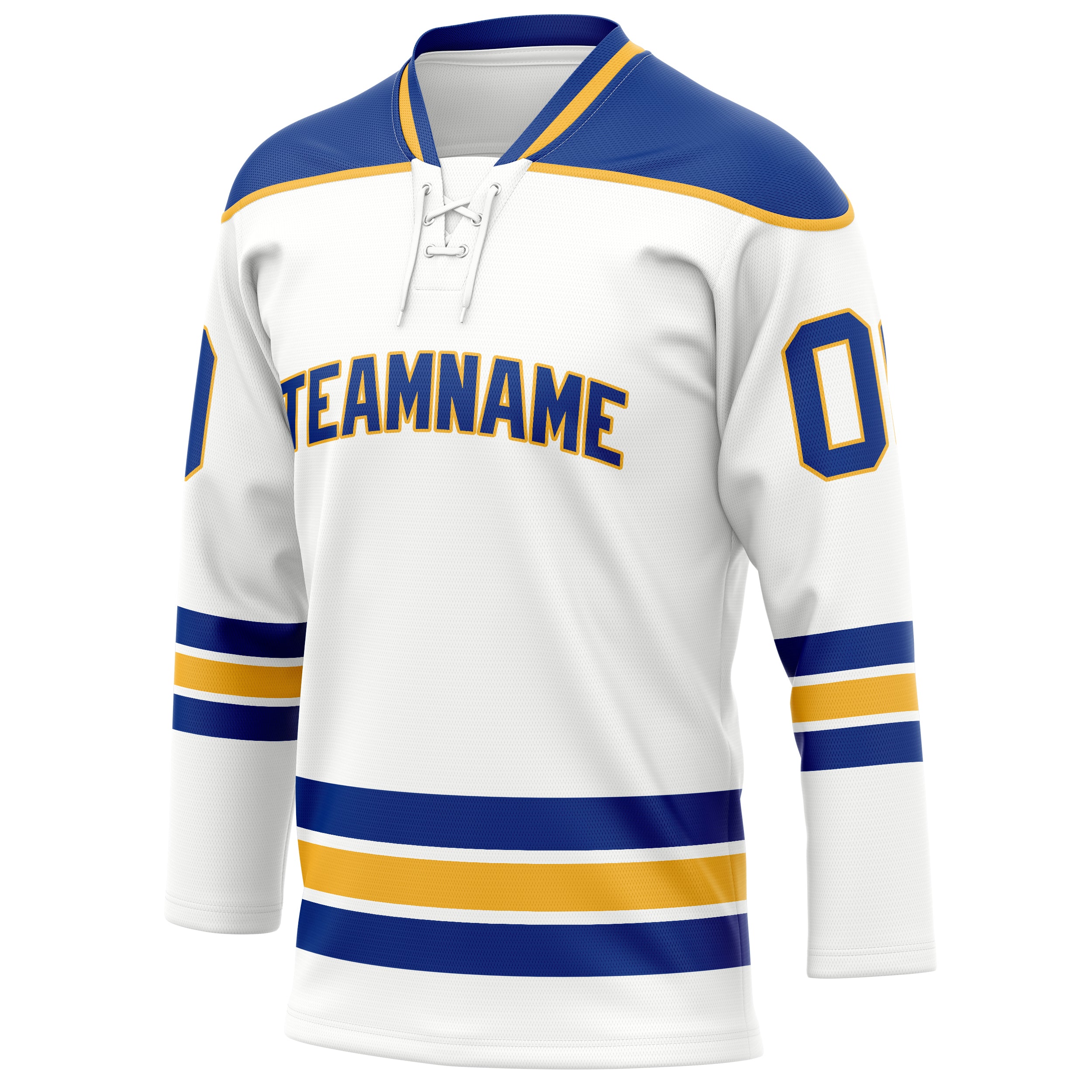Personalized White & Royal Solid Colour Hockey Jersey