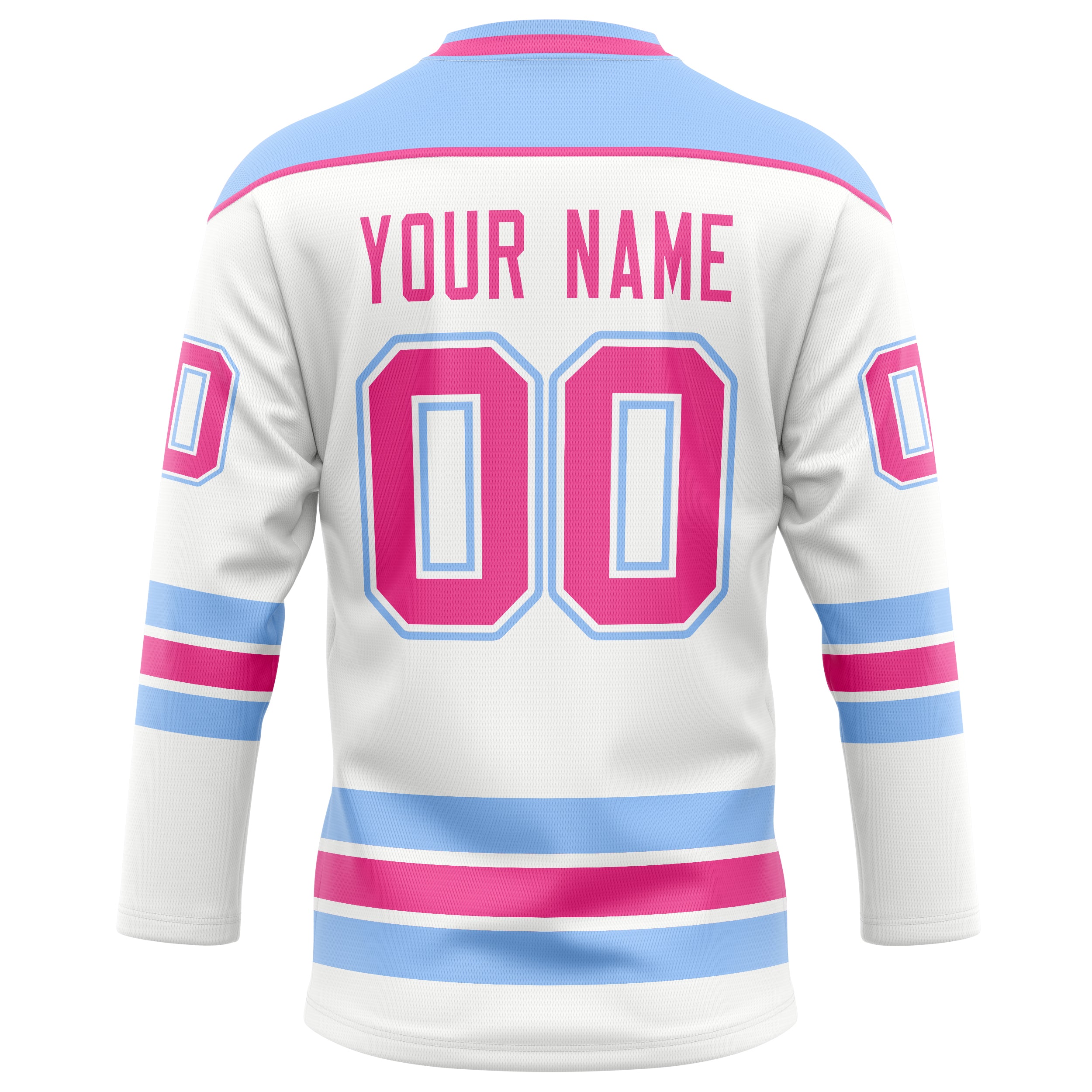 Personalized White & Light Blue Solid Colour Hockey Jersey