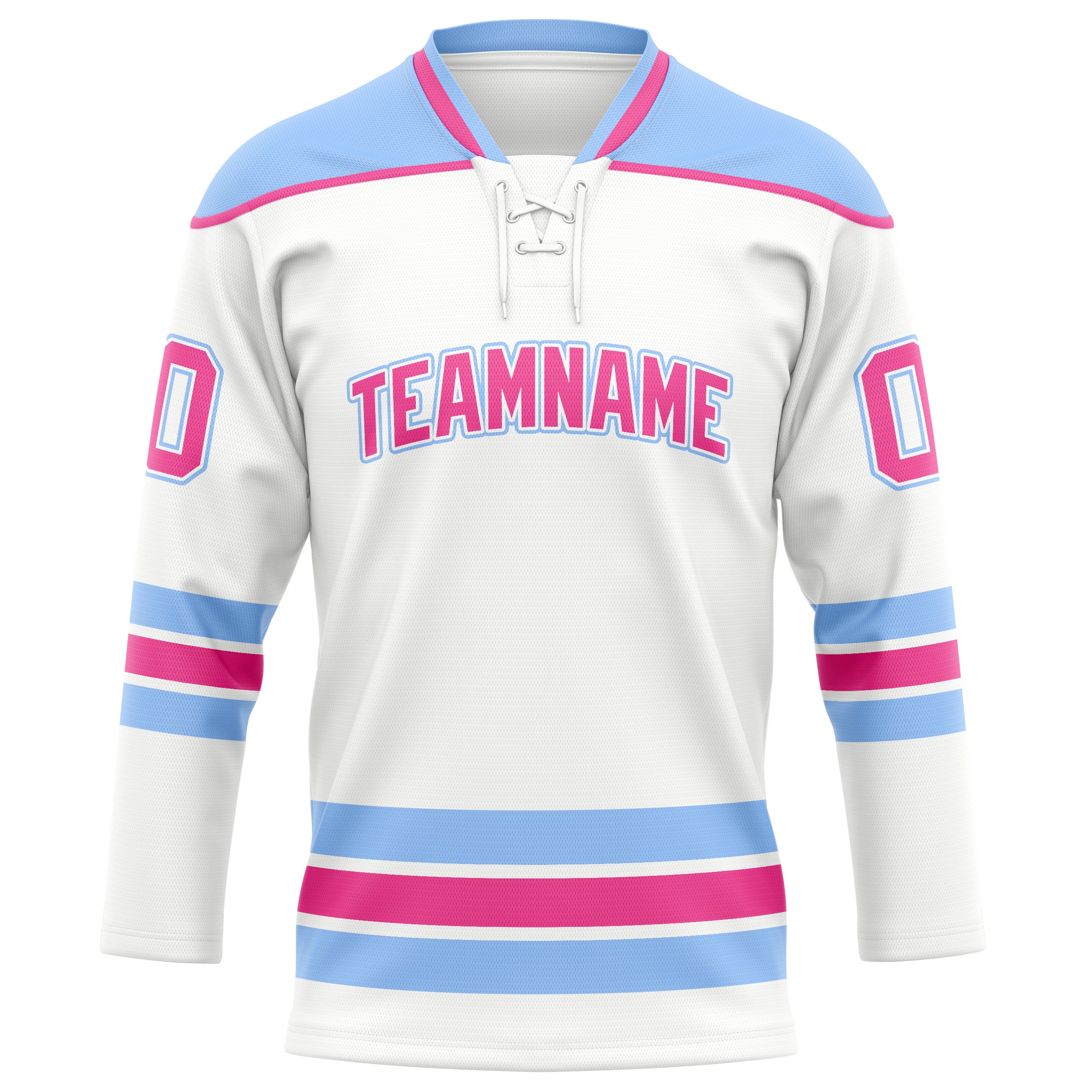 Personalized White & Light Blue Solid Colour Hockey Jersey