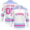 Personalized White & Light Blue Solid Colour Hockey Jersey