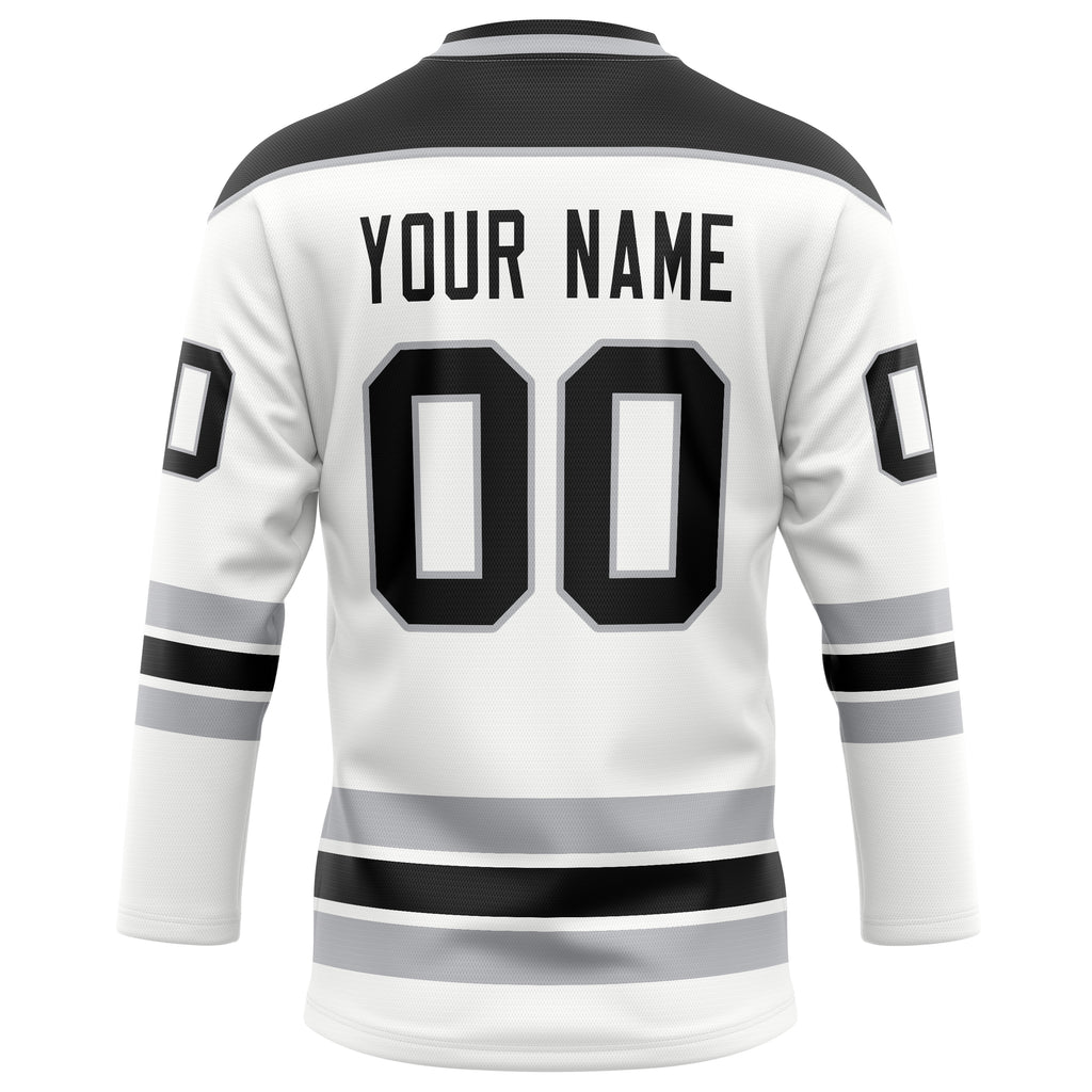 Personalized White & Black Solid Colour Hockey Jersey