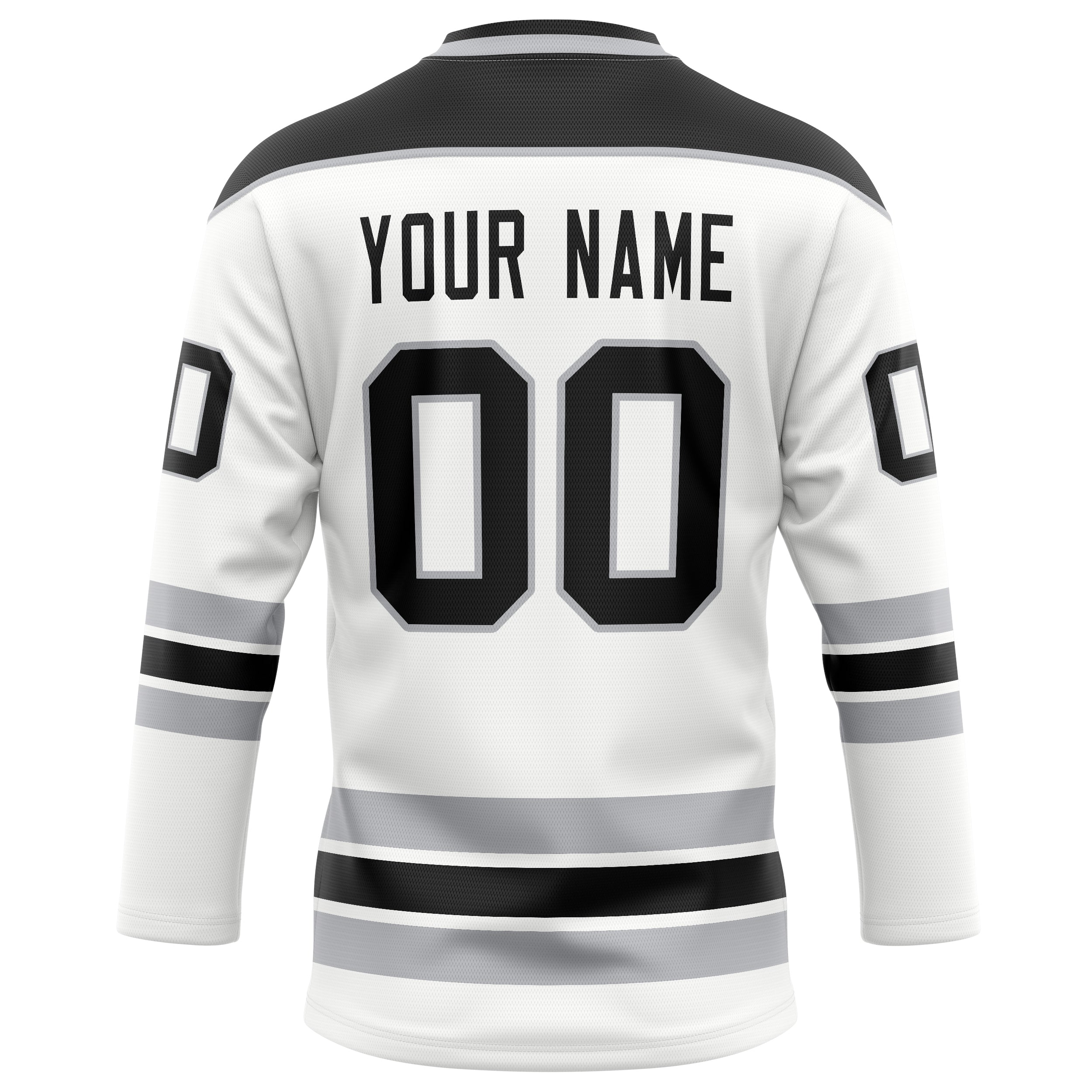 Personalized White & Black Solid Colour Hockey Jersey