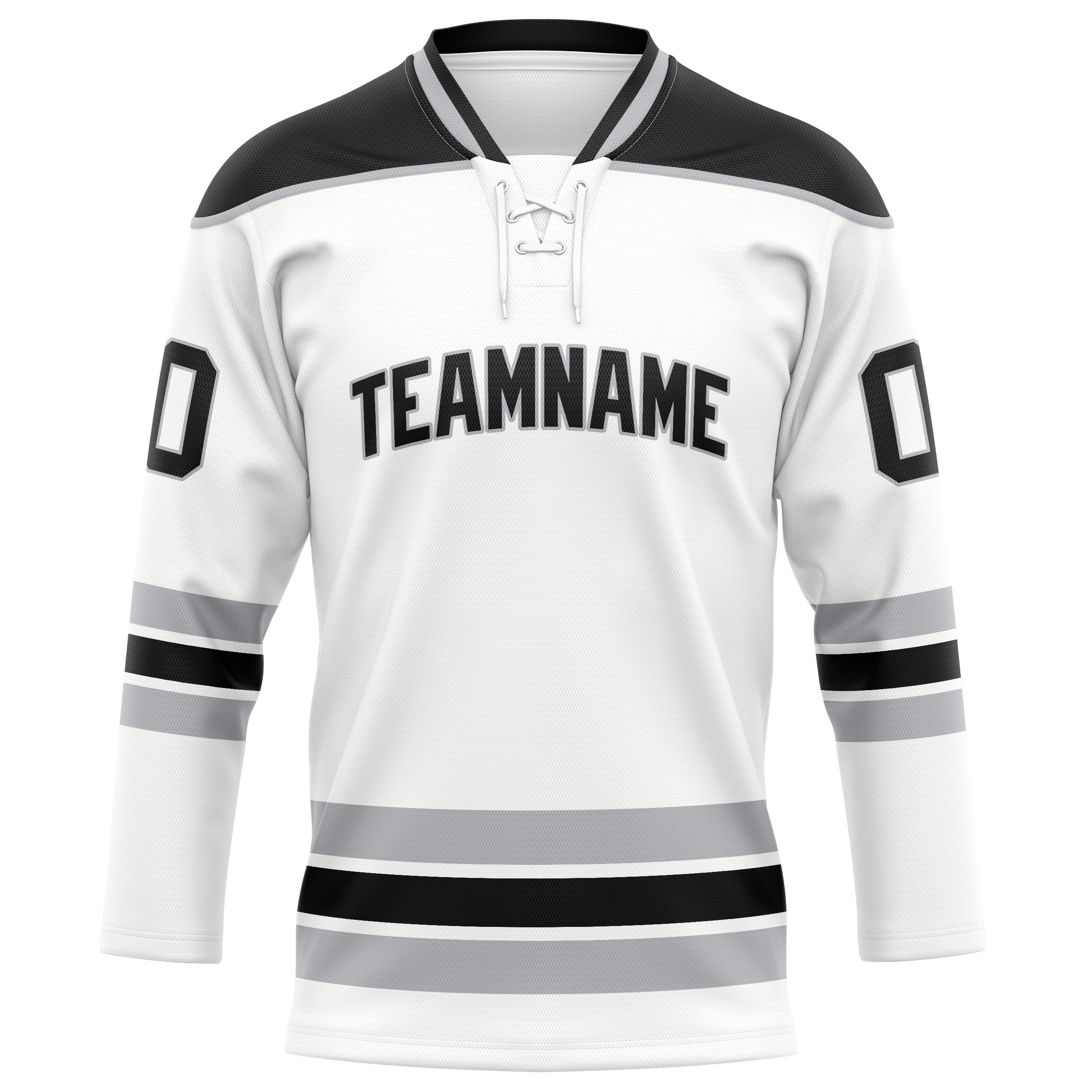Personalized White & Black Solid Colour Hockey Jersey