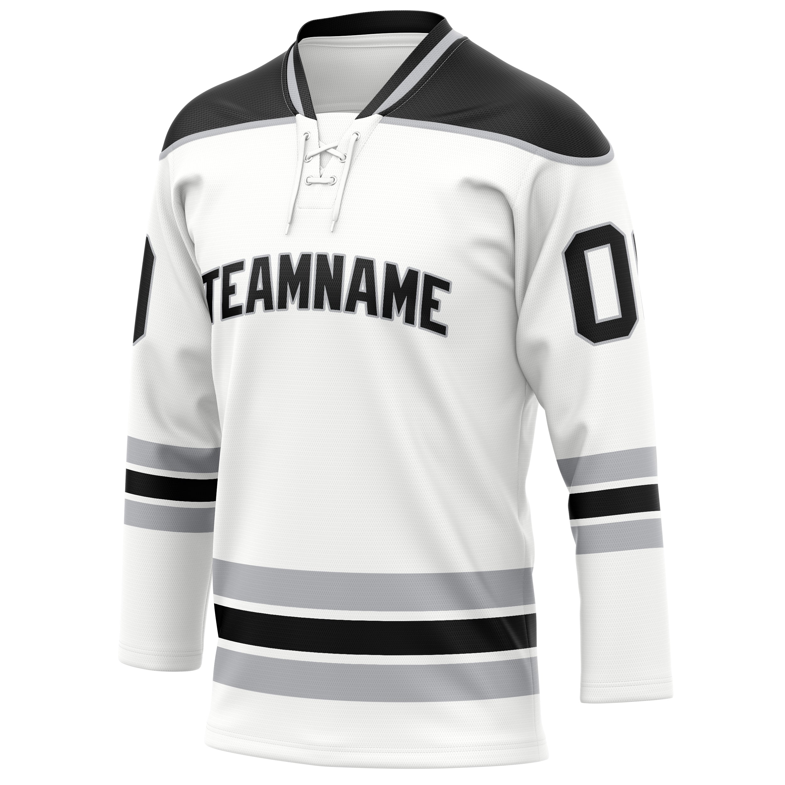 Personalized White & Black Solid Colour Hockey Jersey