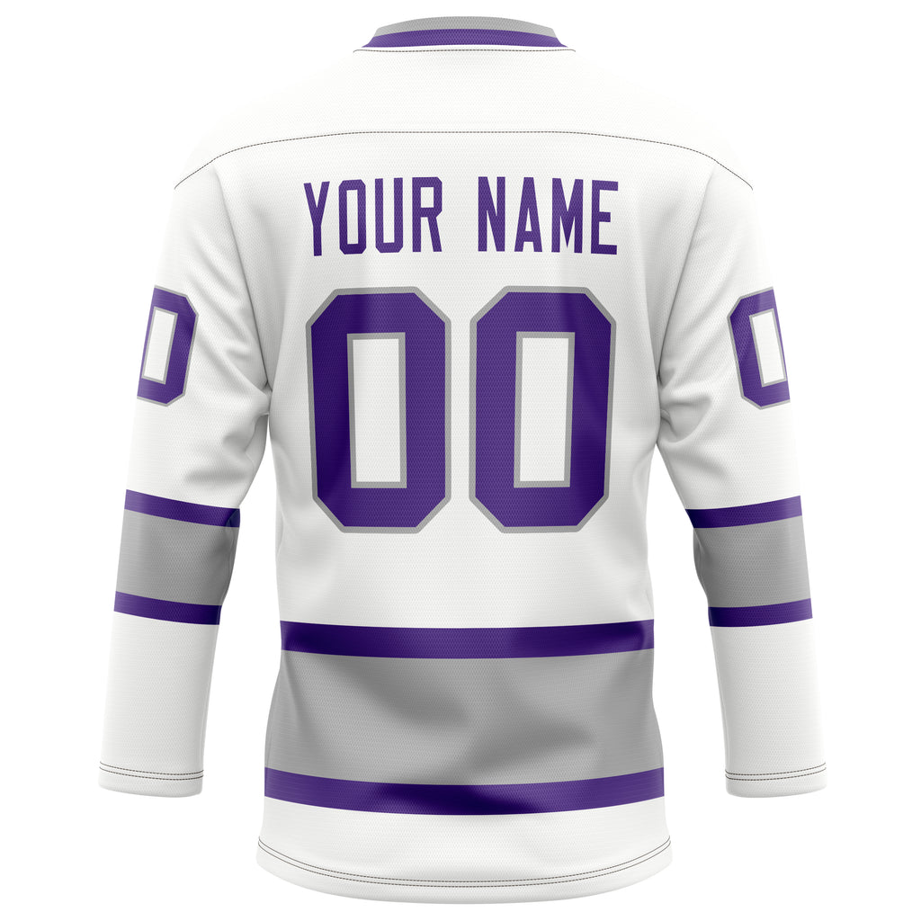 Personalized White & Purple Solid Colour Hockey Jersey