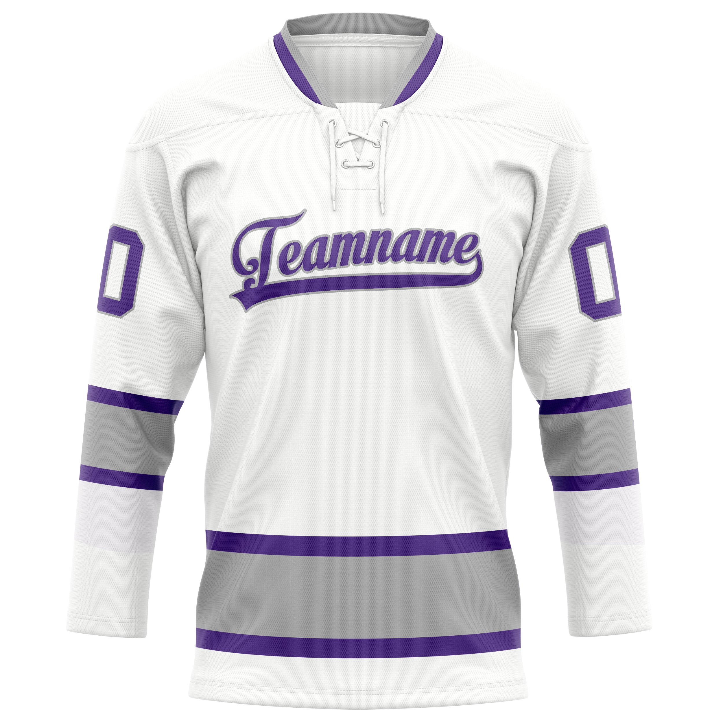 Personalized White & Purple Solid Colour Hockey Jersey