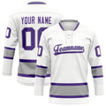 Personalized White & Purple Solid Colour Hockey Jersey