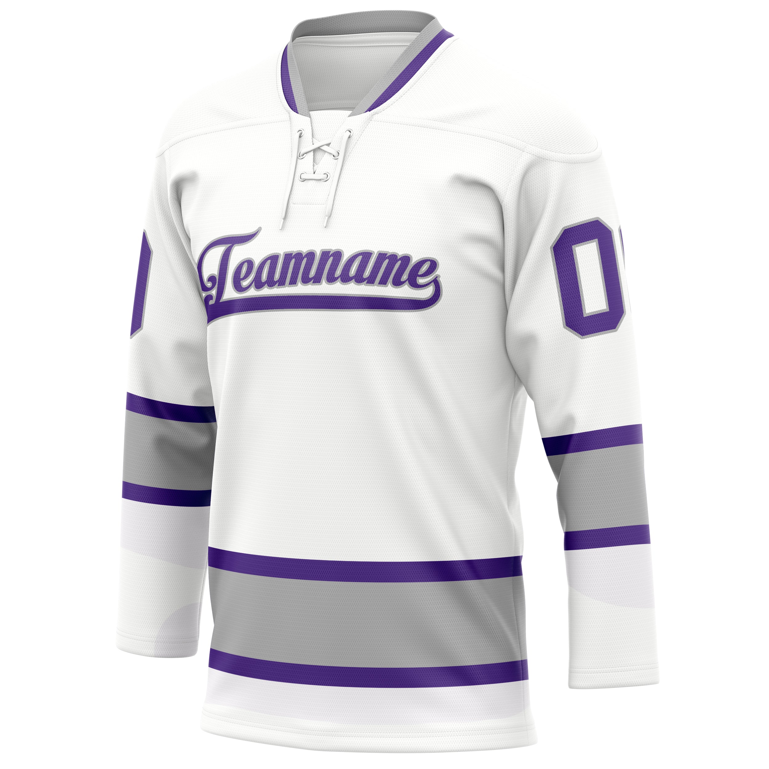 Personalized White & Purple Solid Colour Hockey Jersey
