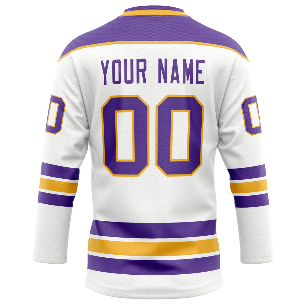 Personalized White & Purple Solid Colour Hockey Jersey
