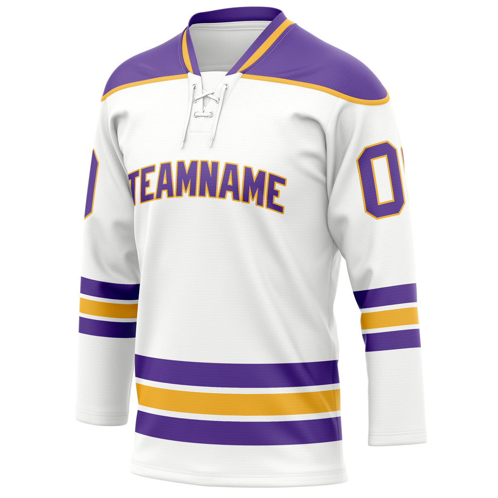Personalized White & Purple Solid Colour Hockey Jersey