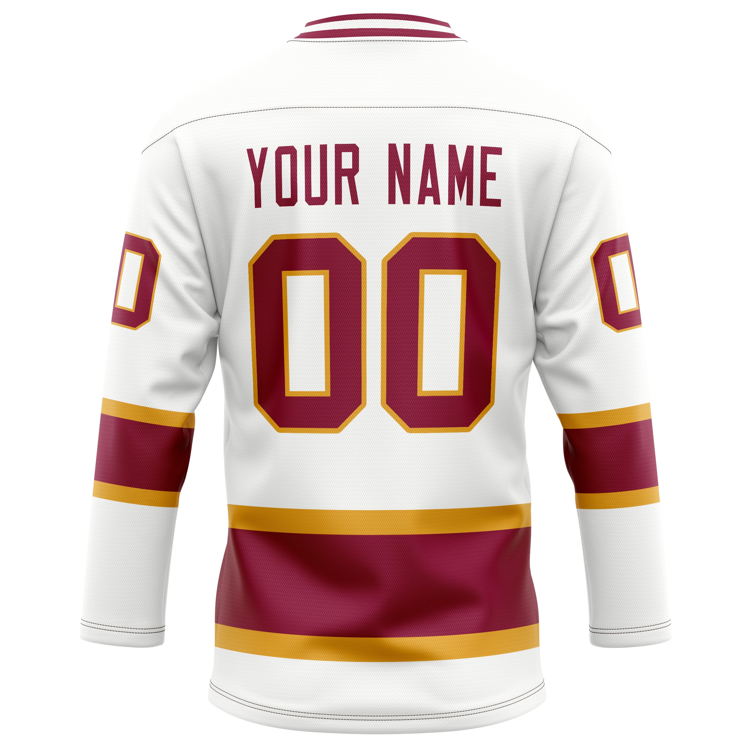 Personalized White & Red Solid Colour Hockey Jersey