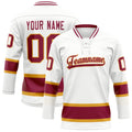 Personalized White & Red Solid Colour Hockey Jersey
