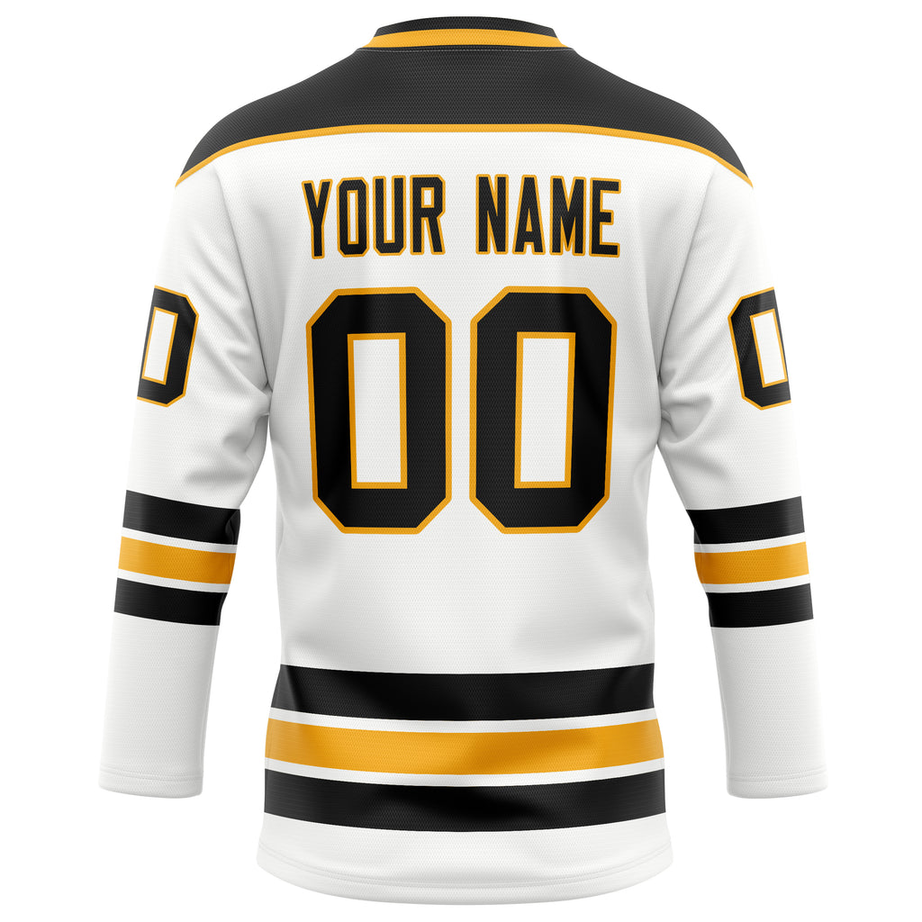 Personalized White & Black Solid Colour Hockey Jersey