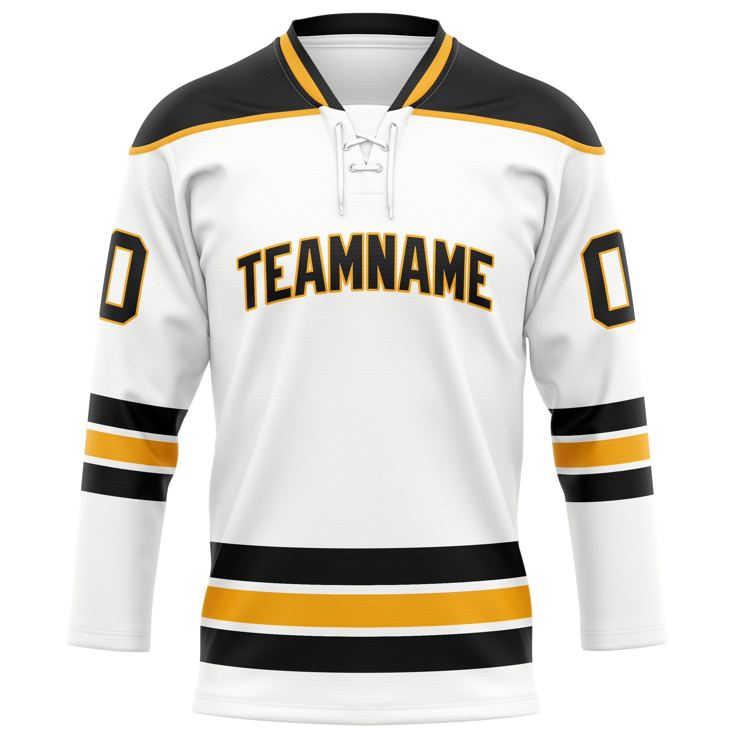 Personalized White & Black Solid Colour Hockey Jersey