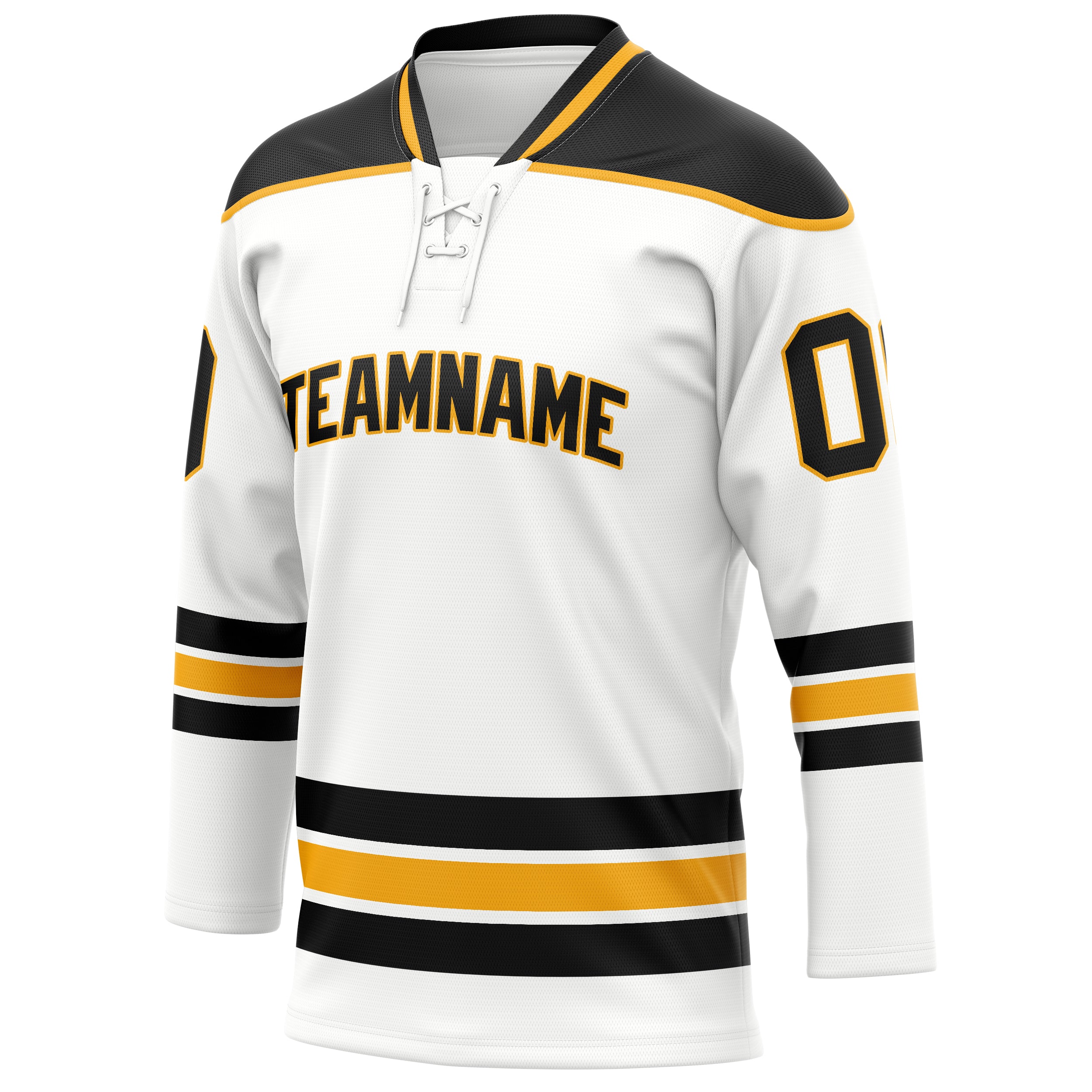 Personalized White & Black Solid Colour Hockey Jersey