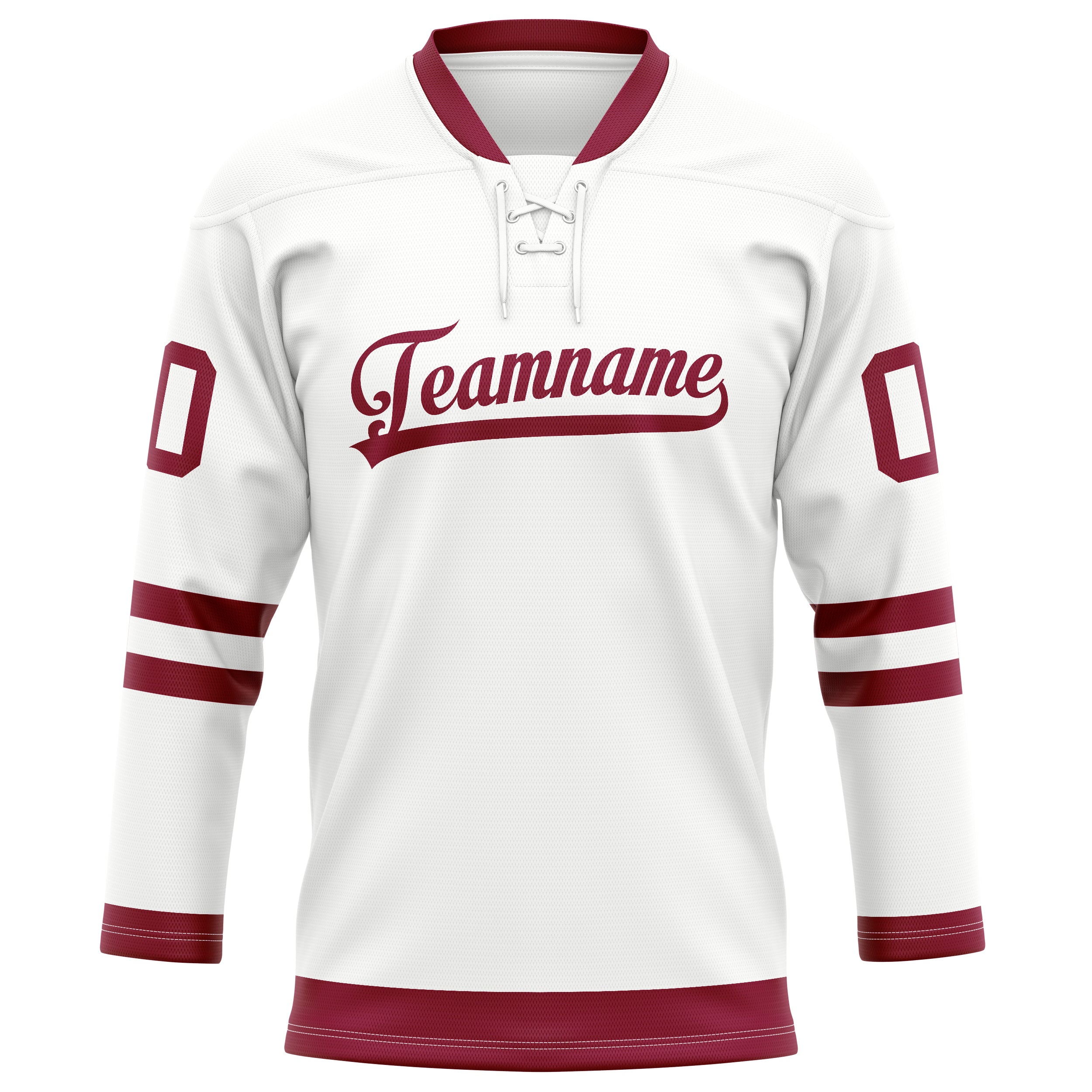 Personalized White & Maroon Solid Colour Hockey Jersey