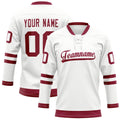 Personalized White & Maroon Solid Colour Hockey Jersey