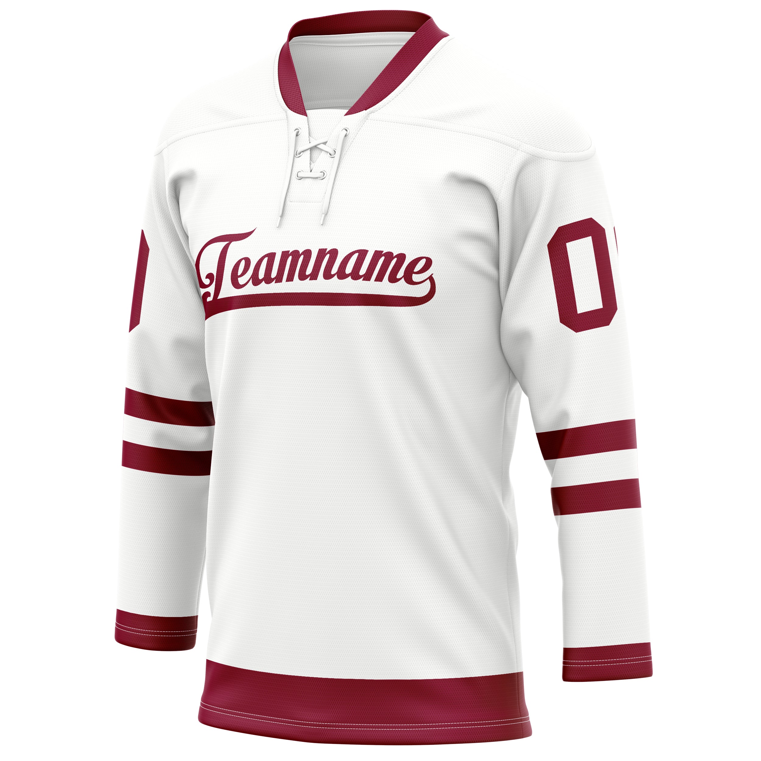 Personalized White & Maroon Solid Colour Hockey Jersey