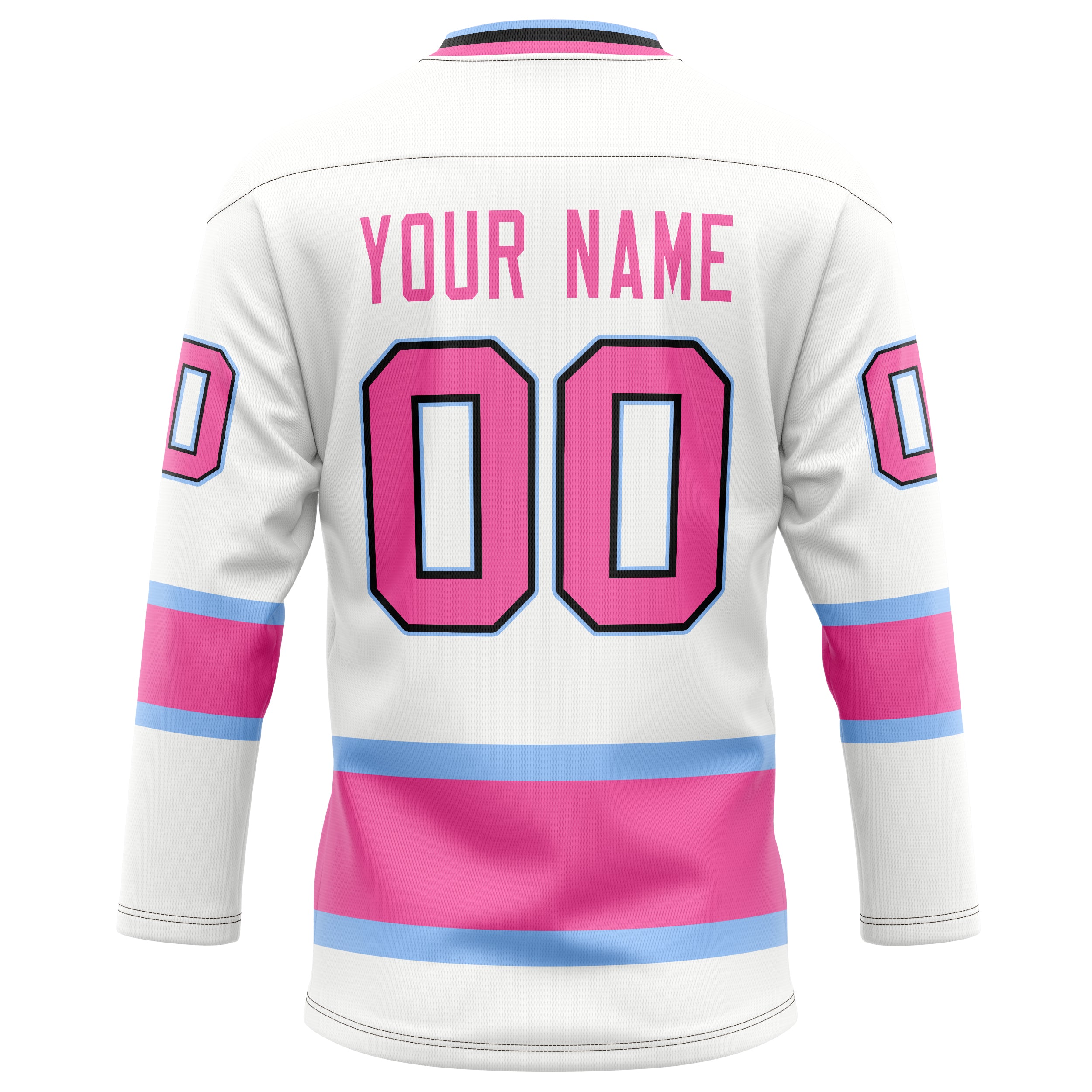Personalized White & Pink Solid Colour Hockey Jersey