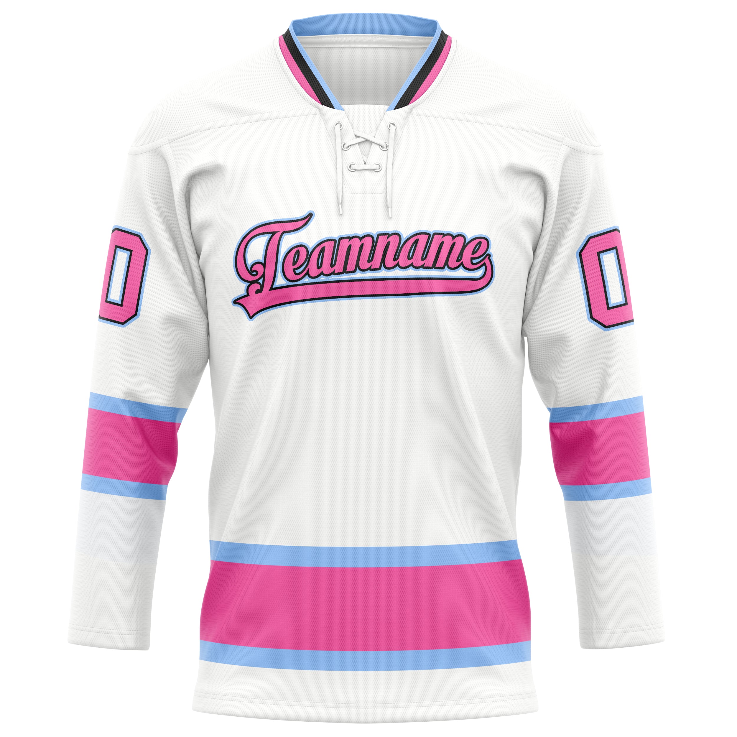 Personalized White & Pink Solid Colour Hockey Jersey