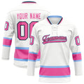 Personalized White & Pink Solid Colour Hockey Jersey