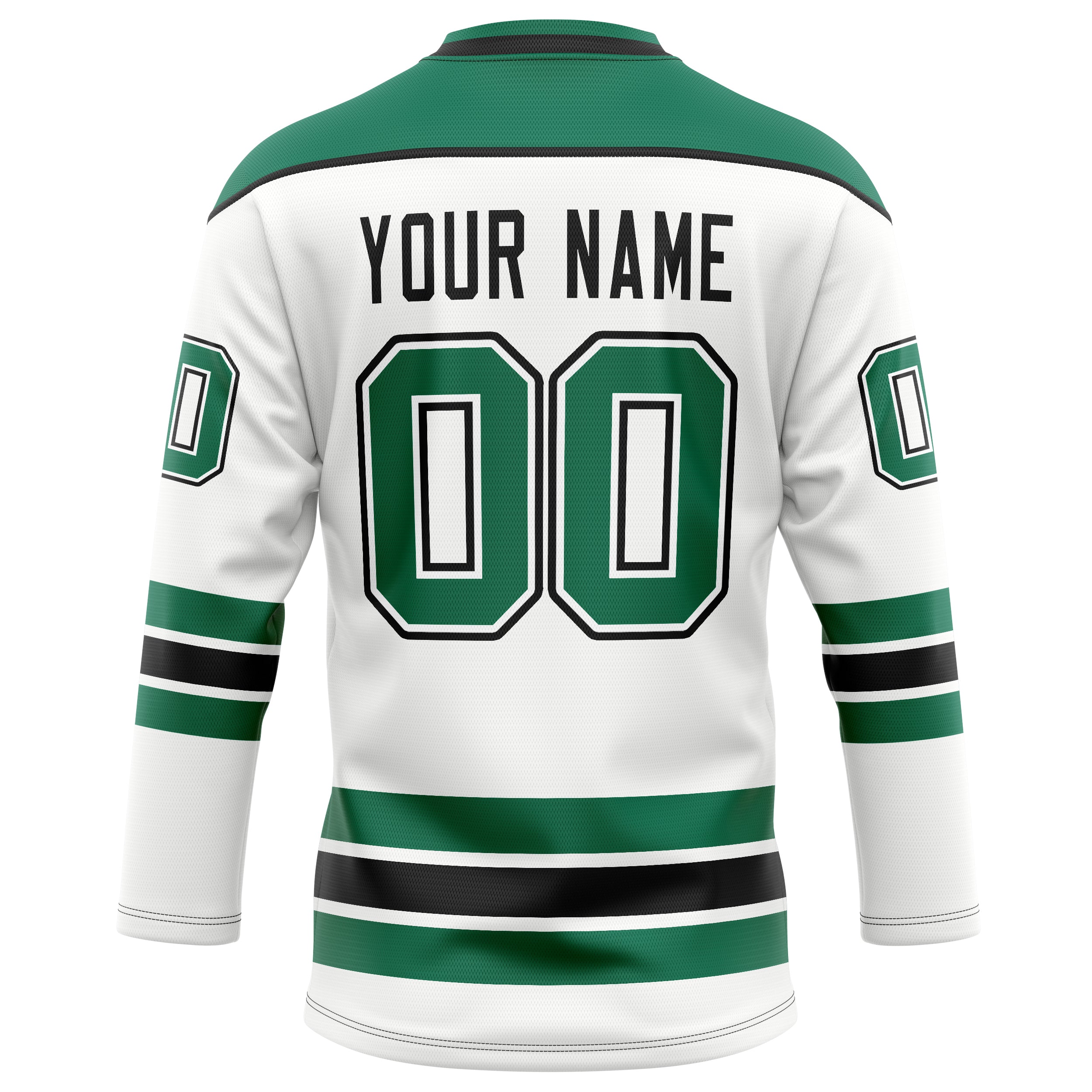 Personalized White & Kelly Green Solid Colour Hockey Jersey