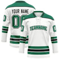 Personalized White & Kelly Green Solid Colour Hockey Jersey