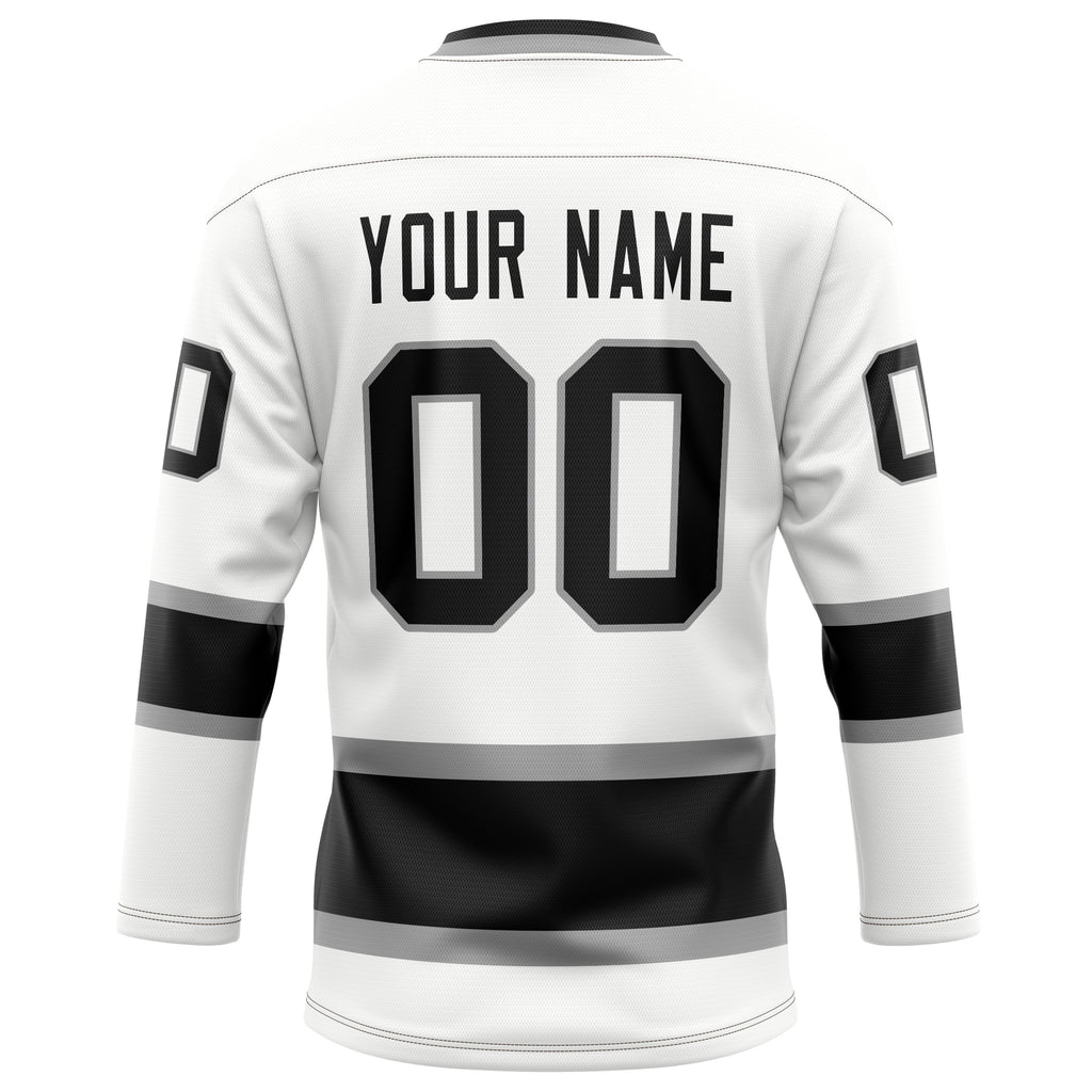 Personalized White & Black Solid Colour Hockey Jersey