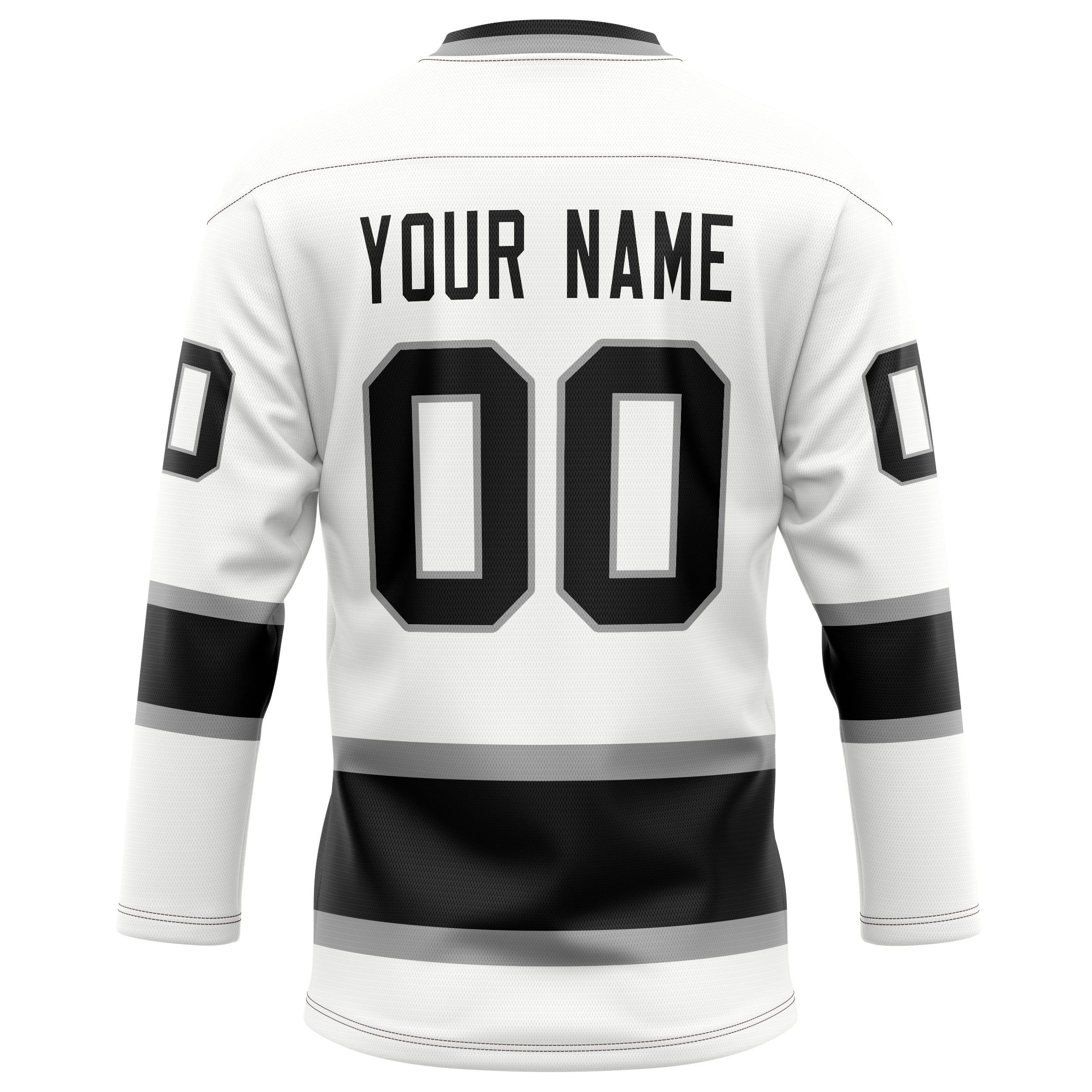 Personalized White & Black Solid Colour Hockey Jersey