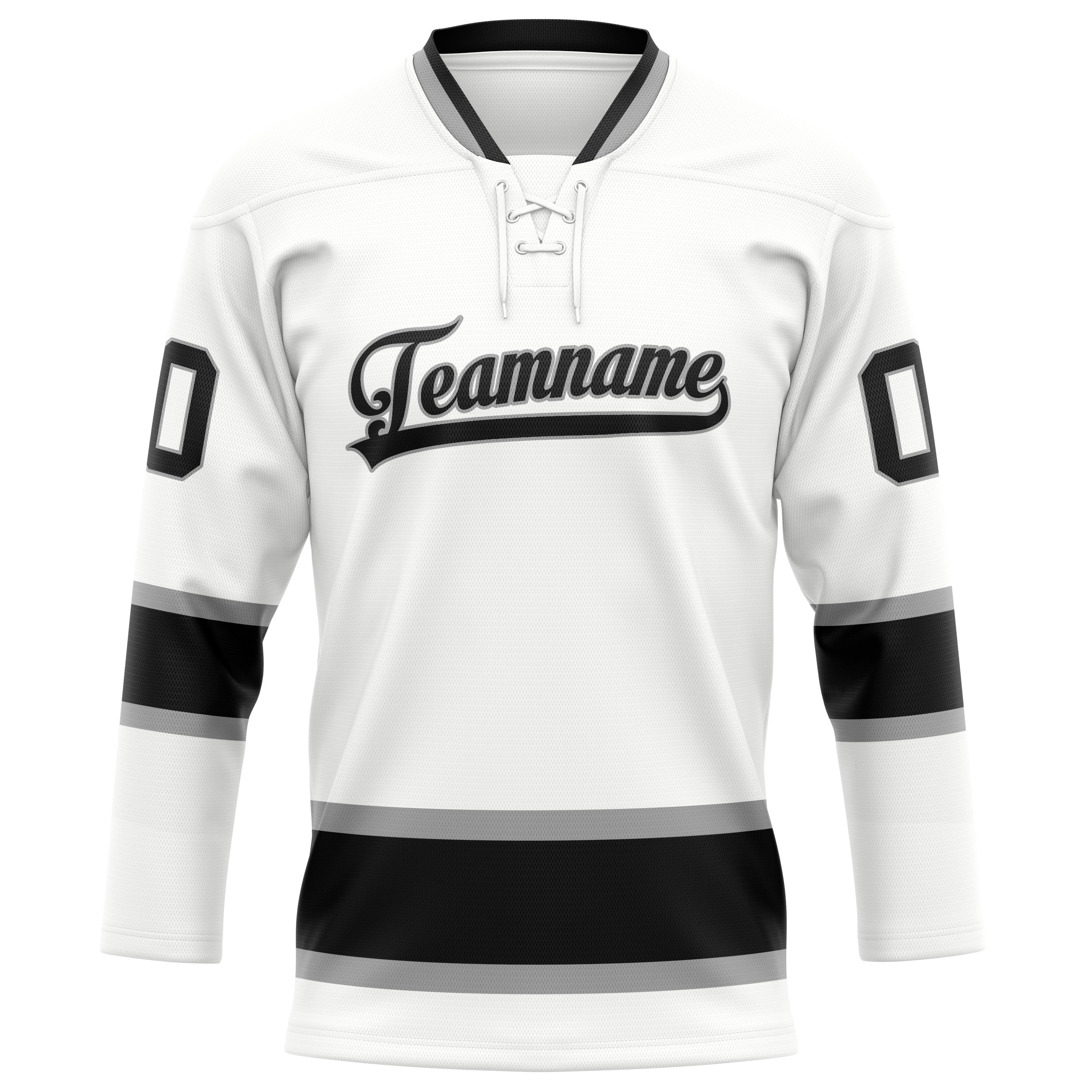 Personalized White & Black Solid Colour Hockey Jersey